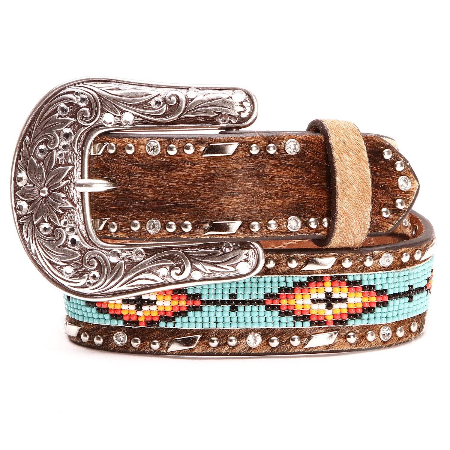 Ariat Girls' Southwestern Beaded Hair-On Leather Western Belt WT_DOIPHY1W Ariat Girls' Southwestern Beaded Hair-On Leather Western Belt WT_DOIPHY1W