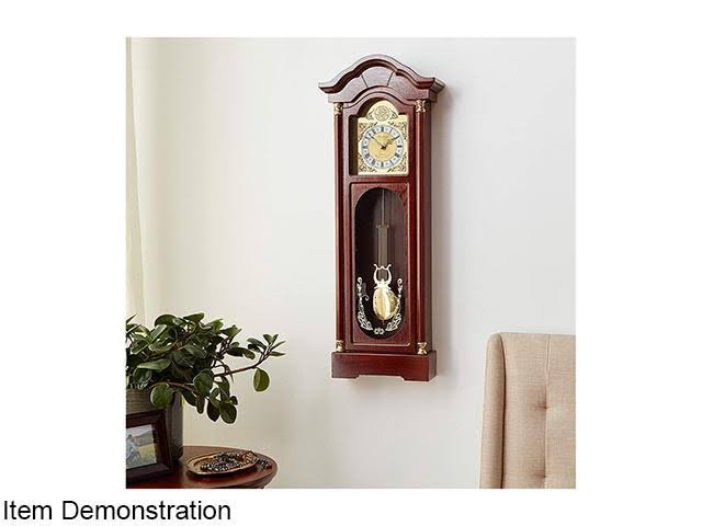 Bedford Clock Collection 33 Antique Cherry Oak Finish Chiming Wall Clock With Roman Numerals 4U_Z5DESGEQ Bedford Clock Collection 33 Antique Cherry Oak Finish Chiming Wall Clock With Roman Numerals 4U_Z5DESGEQ
