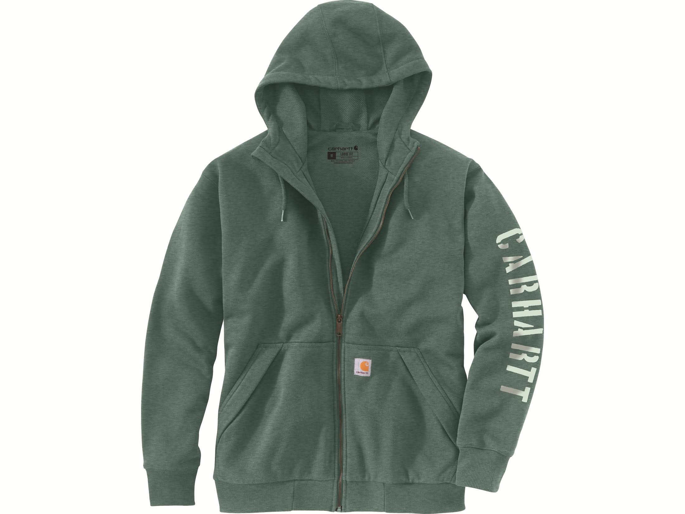 Carhartt Men's Rain Defender Loose Fit Fleece-Lined Logo Graphic Sweatshirt | Slate Green Heather | M OK_YAIAWHJY Carhartt Men's Rain Defender Loose Fit Fleece-Lined Logo Graphic Sweatshirt | Slate Green Heather | M OK_YAIAWHJY