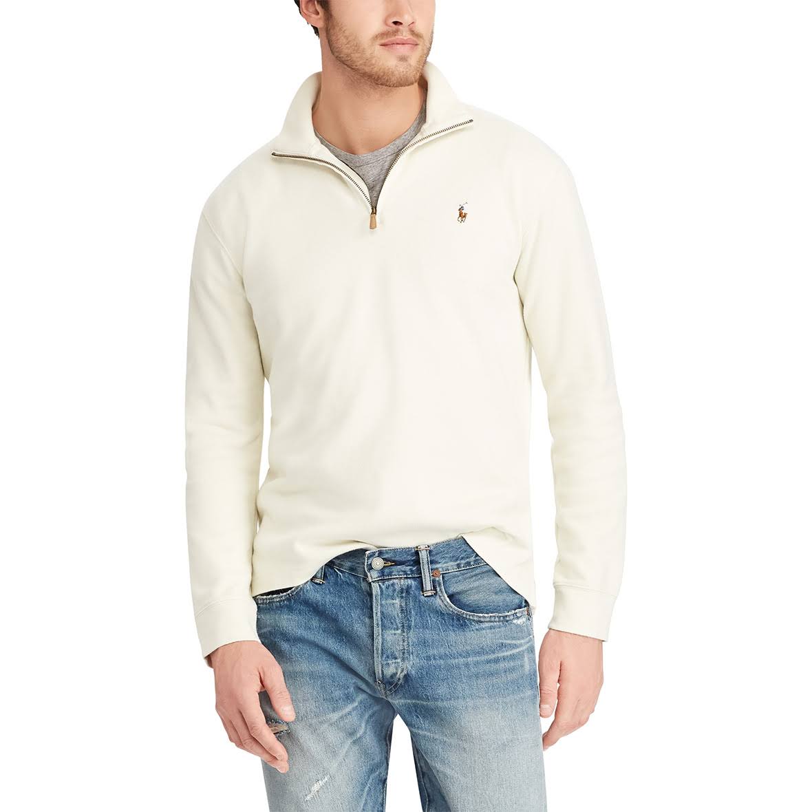 Polo Ralph Lauren Men's Estate-Rib Cotton Quarter-Zip Pullover - Chic Cream - Size M OD_HLWBOVMB Polo Ralph Lauren Men's Estate-Rib Cotton Quarter-Zip Pullover - Chic Cream - Size M OD_HLWBOVMB
