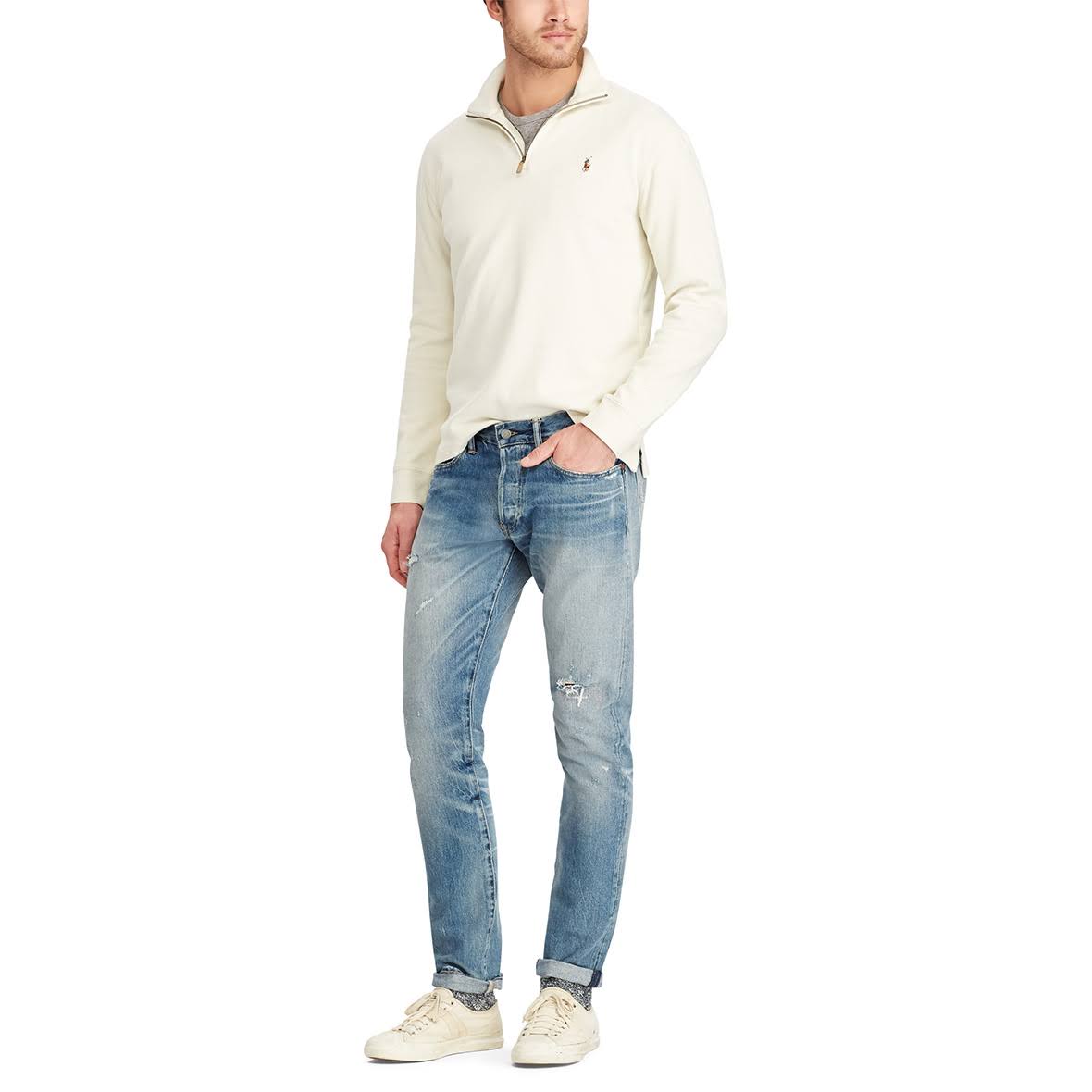 Polo Ralph Lauren Men's Estate-Rib Cotton Quarter-Zip Pullover - Chic Cream - Size M OD_HLWBOVMB Polo Ralph Lauren Men's Estate-Rib Cotton Quarter-Zip Pullover - Chic Cream - Size M OD_HLWBOVMB