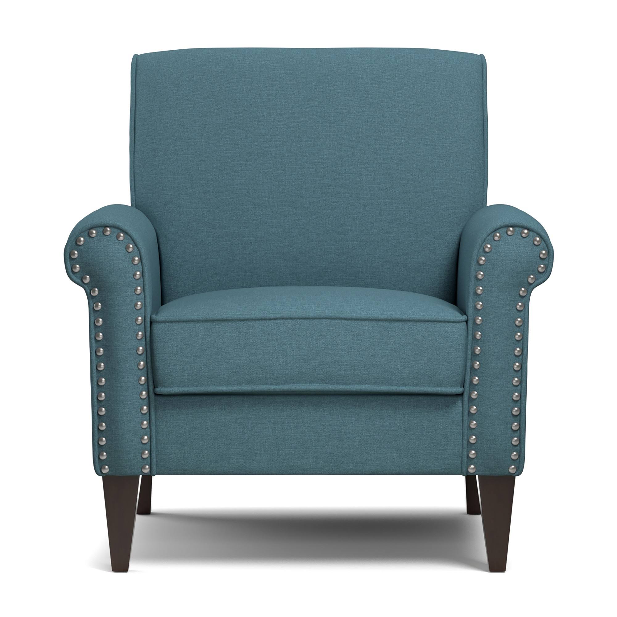 Handy Living Wood Upholstered Janet Chair In Blue BL_JKHSUJHW Handy Living Wood Upholstered Janet Chair In Blue BL_JKHSUJHW