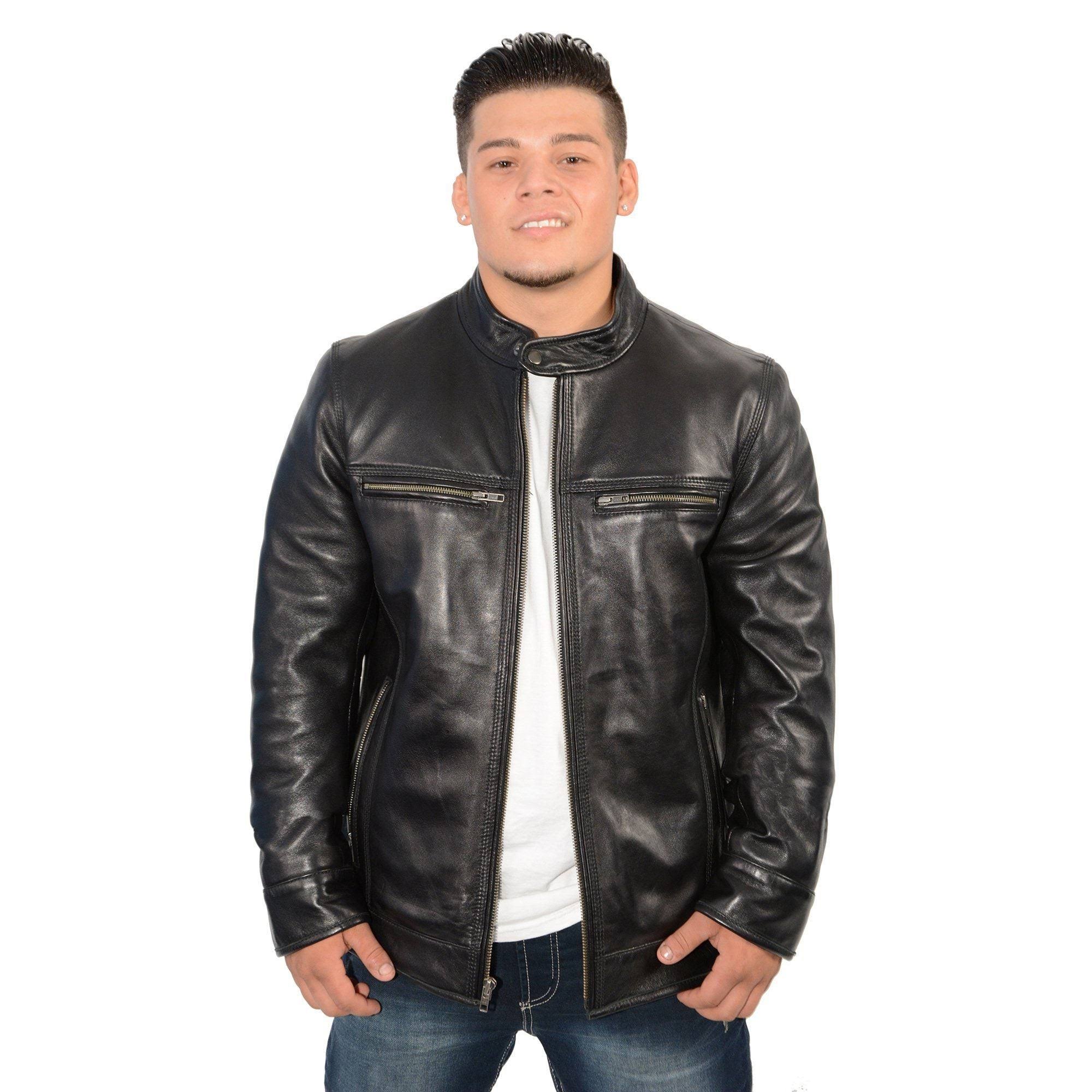 Milwaukee Leather Sfm1800 Men's 'Cafe Racer' Black Premium Lambskin Motorcycle Fashion Leather Jacket Medium DL_00KBXXEW Milwaukee Leather Sfm1800 Men's 'Cafe Racer' Black Premium Lambskin Motorcycle Fashion Leather Jacket Medium DL_00KBXXEW