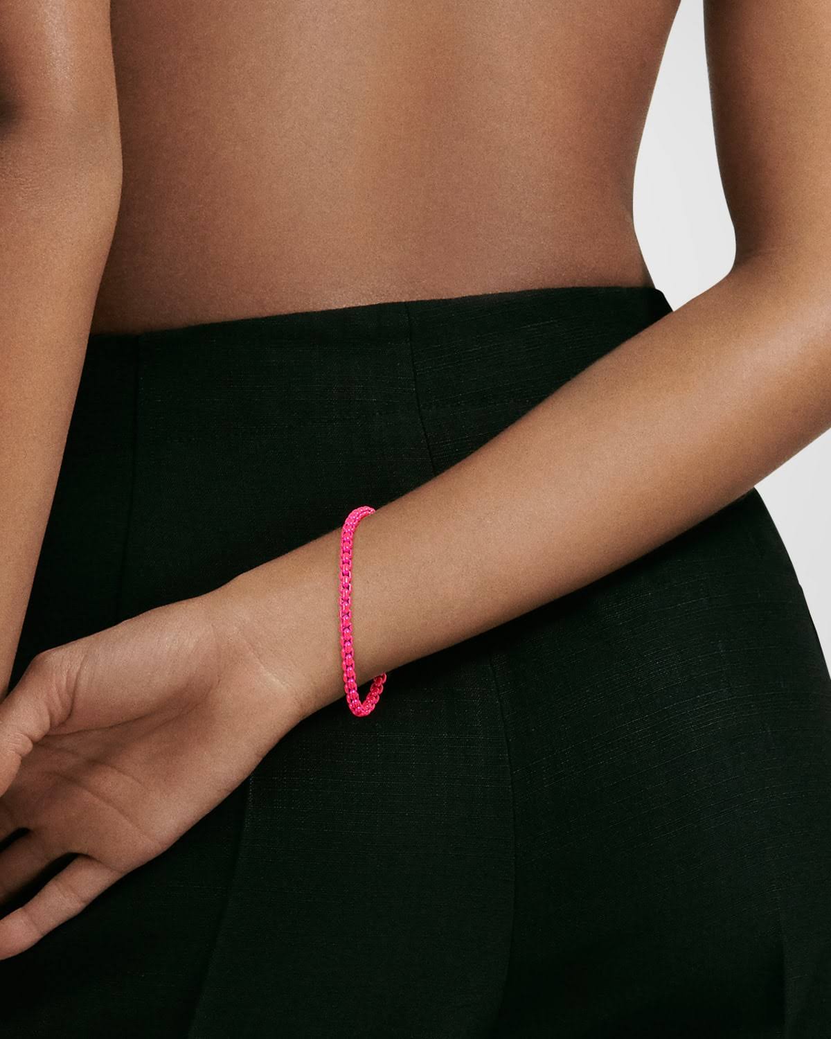 David Yurman Dy Bel Aire Chain Bracelet In Hot Pink With 14k Rose Gold Accent, Size Medium ML_YDFFRL99
