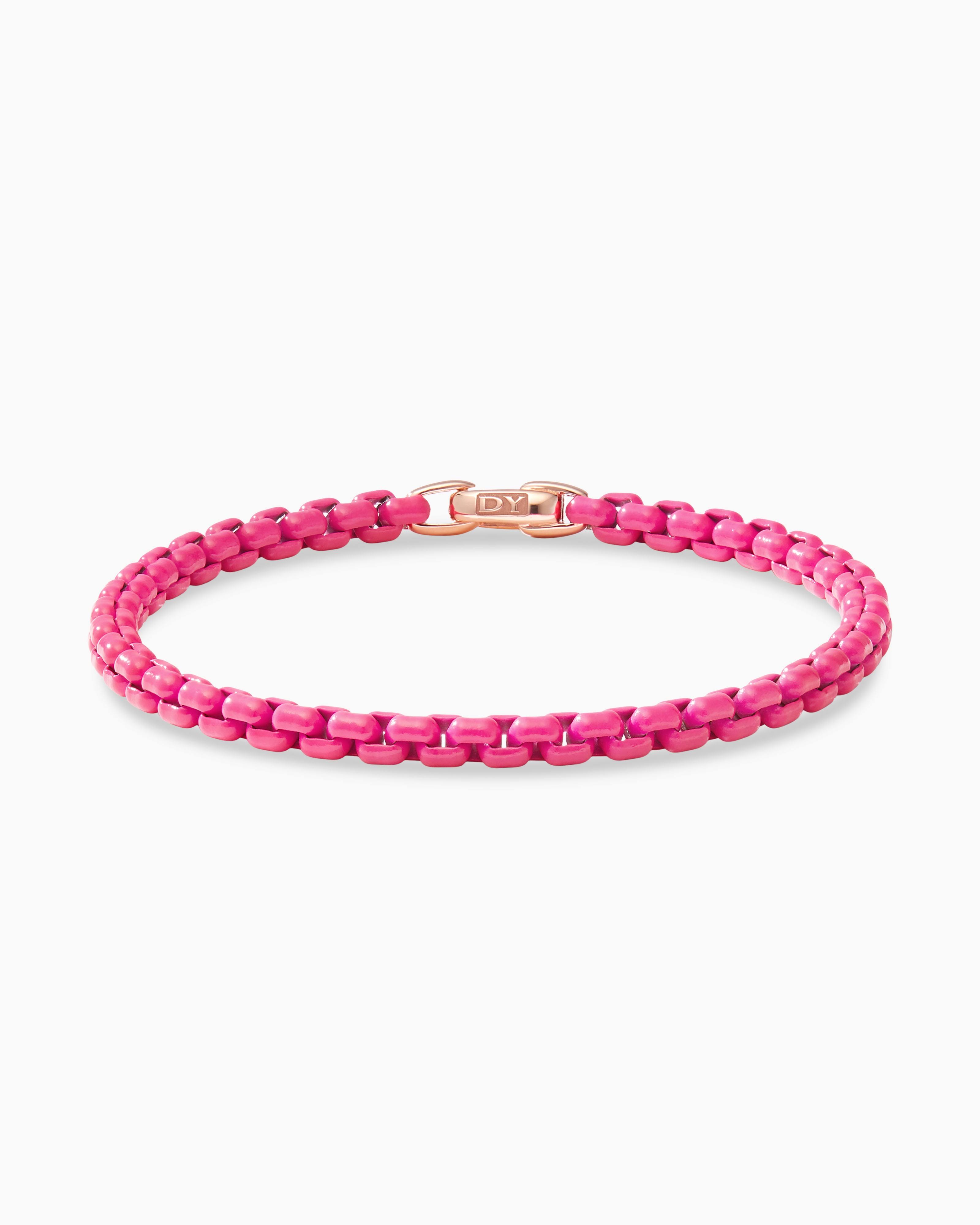 David Yurman Dy Bel Aire Chain Bracelet In Hot Pink With 14k Rose Gold Accent, Size Medium ML_YDFFRL99