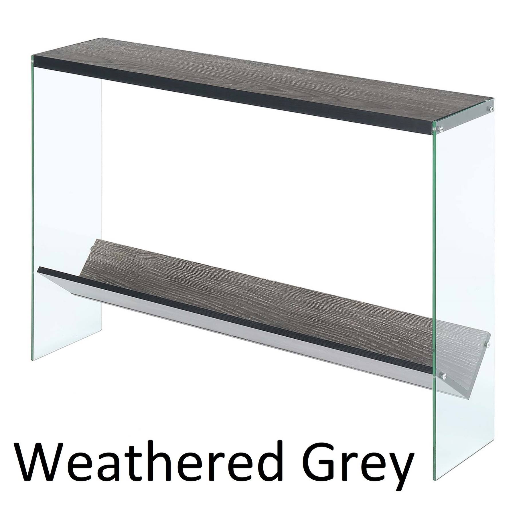 Convenience Concepts Soho V Console Table With Shelf, Barnwood/Glass XE_FTTR4PTN