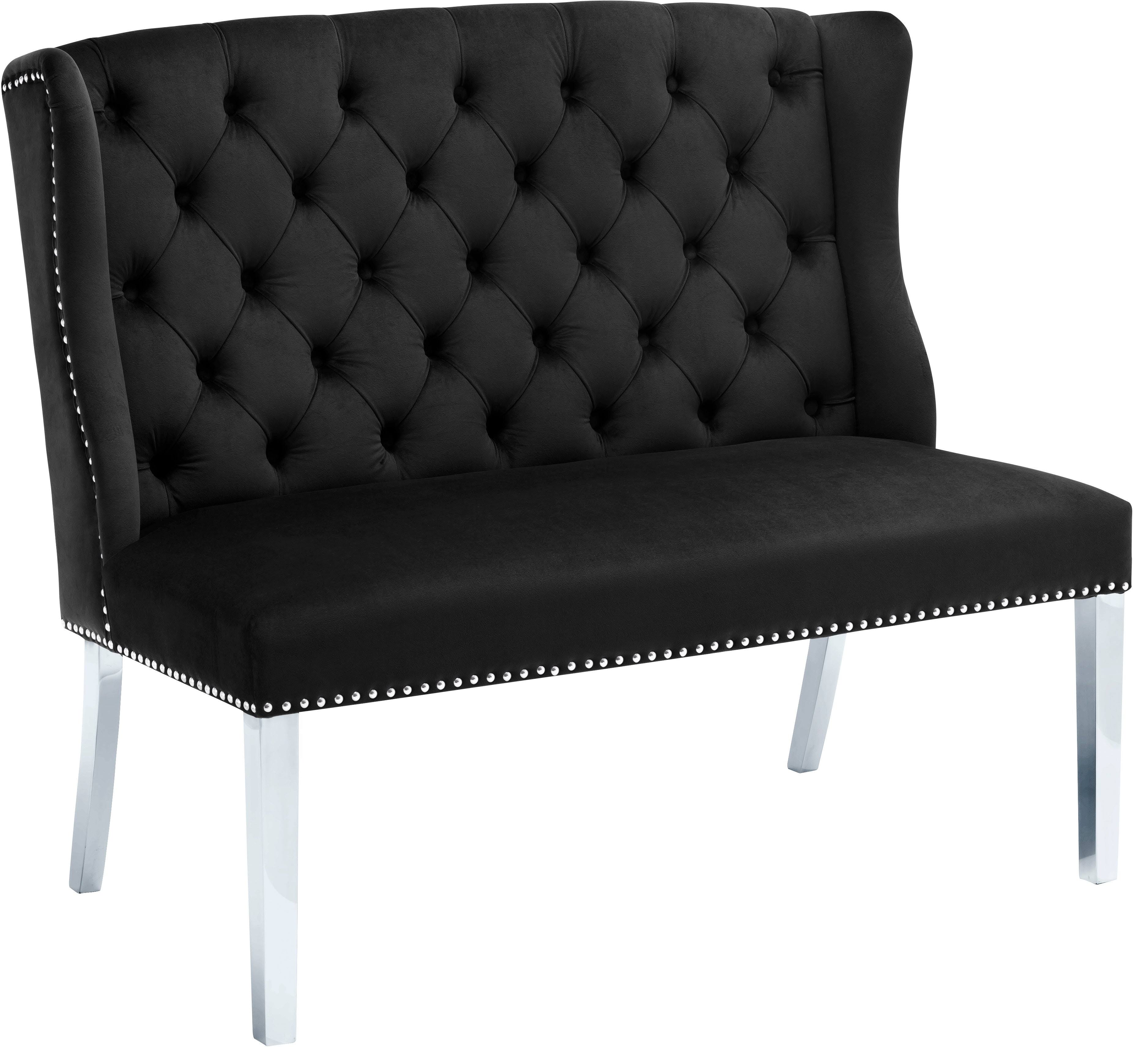 Meridian Furniture Black Velvet Suri Settee Bench LM_0BD7ZKU1