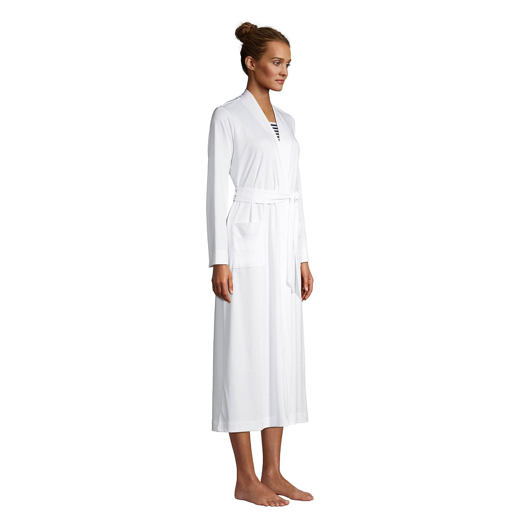 Lands' End Women's Supima Cotton Long Robe - Small - White S1_YQWRZNHH