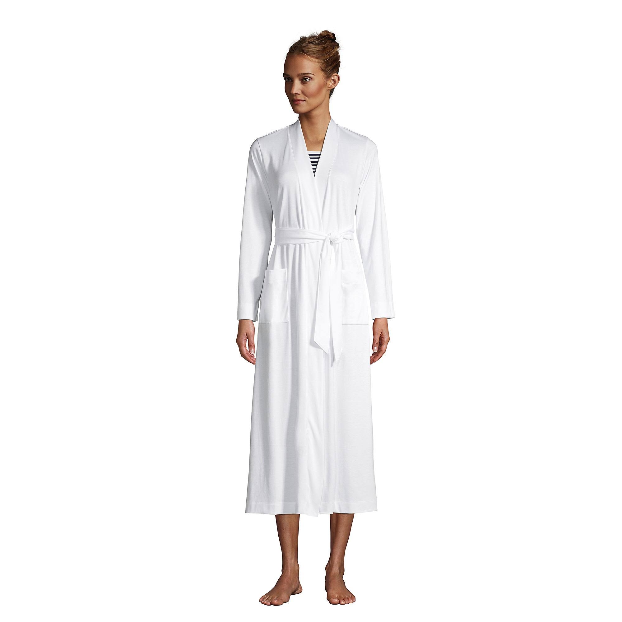 Lands' End Women's Supima Cotton Long Robe - Small - White S1_YQWRZNHH Lands' End Women's Supima Cotton Long Robe - Small - White S1_YQWRZNHH