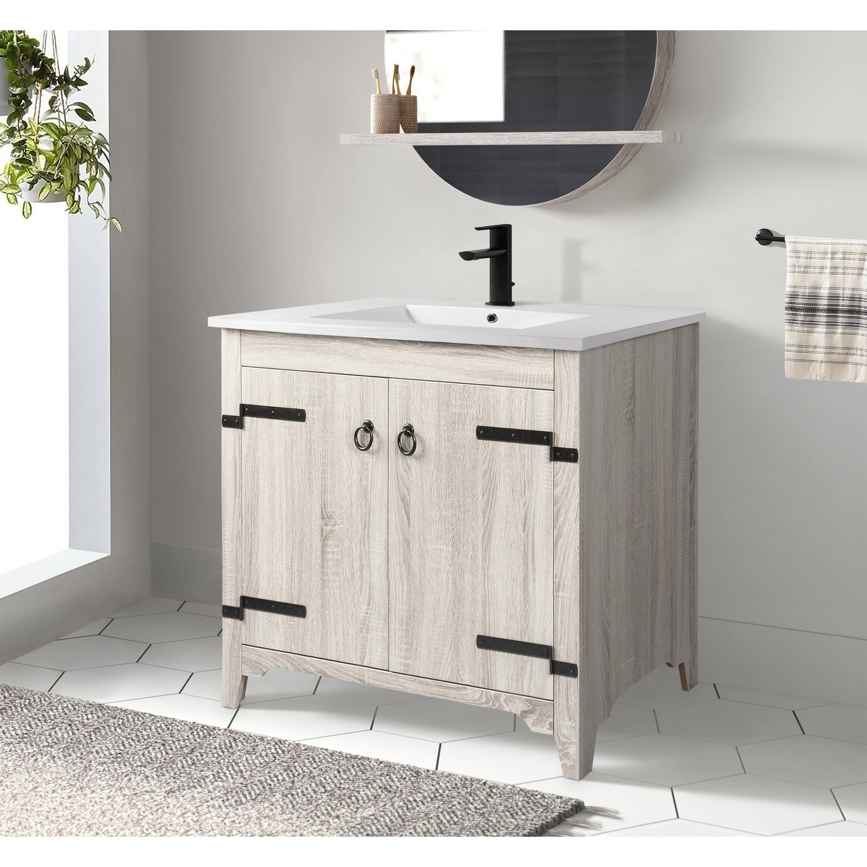 Saint Birch 36 White Ceramic Single Bathroom Vanity Top With Sink, 1 Hole ET_NDPSPOPX