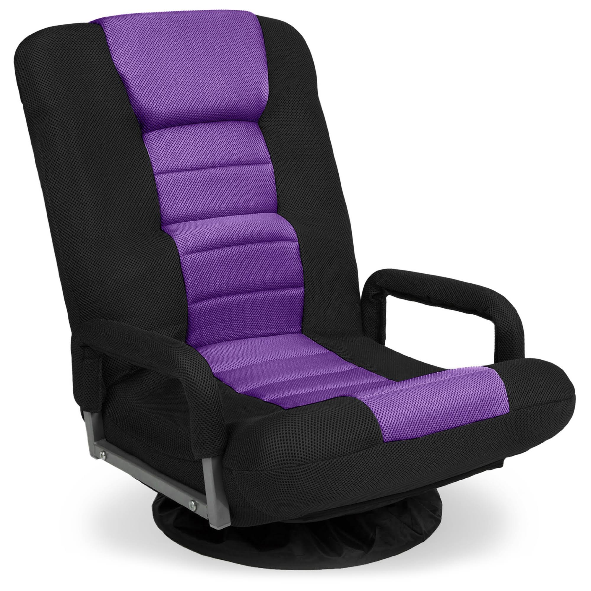 Best Choice Products 360-Degree Swivel Gaming Floor Chair W/ Armrest Handles, Foldable Adjustable Backrest - Pink/White 1D_1RPLPVW9