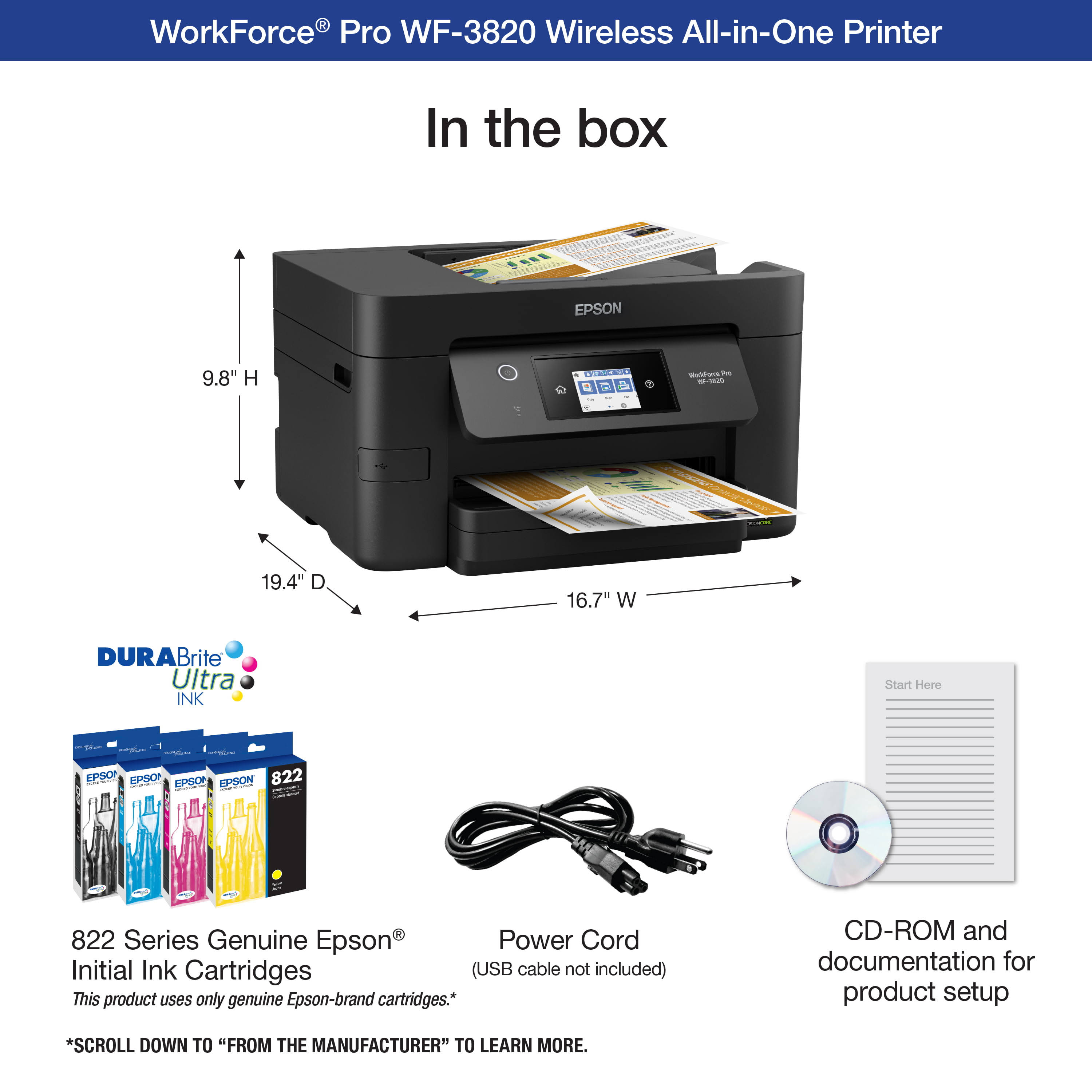 Epson Workforce Pro Wf-3820 Wireless All-In-One Printer With Auto 2-Sided Printing, 35-Page Adf, 250-Sheet Paper Tray And 2.7 Inch Color Touchscreen 8W_UIQTVCZG