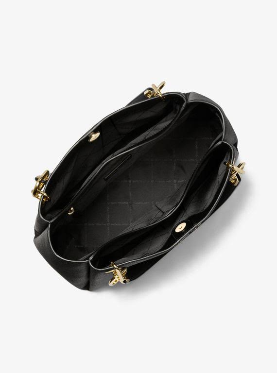 Michael Kors Trisha Large Logo Shoulder Bag In Black - One Size X2_6WNRKNIO