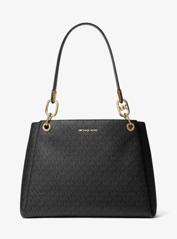 Michael Kors Trisha Large Logo Shoulder Bag In Black - One Size X2_6WNRKNIO