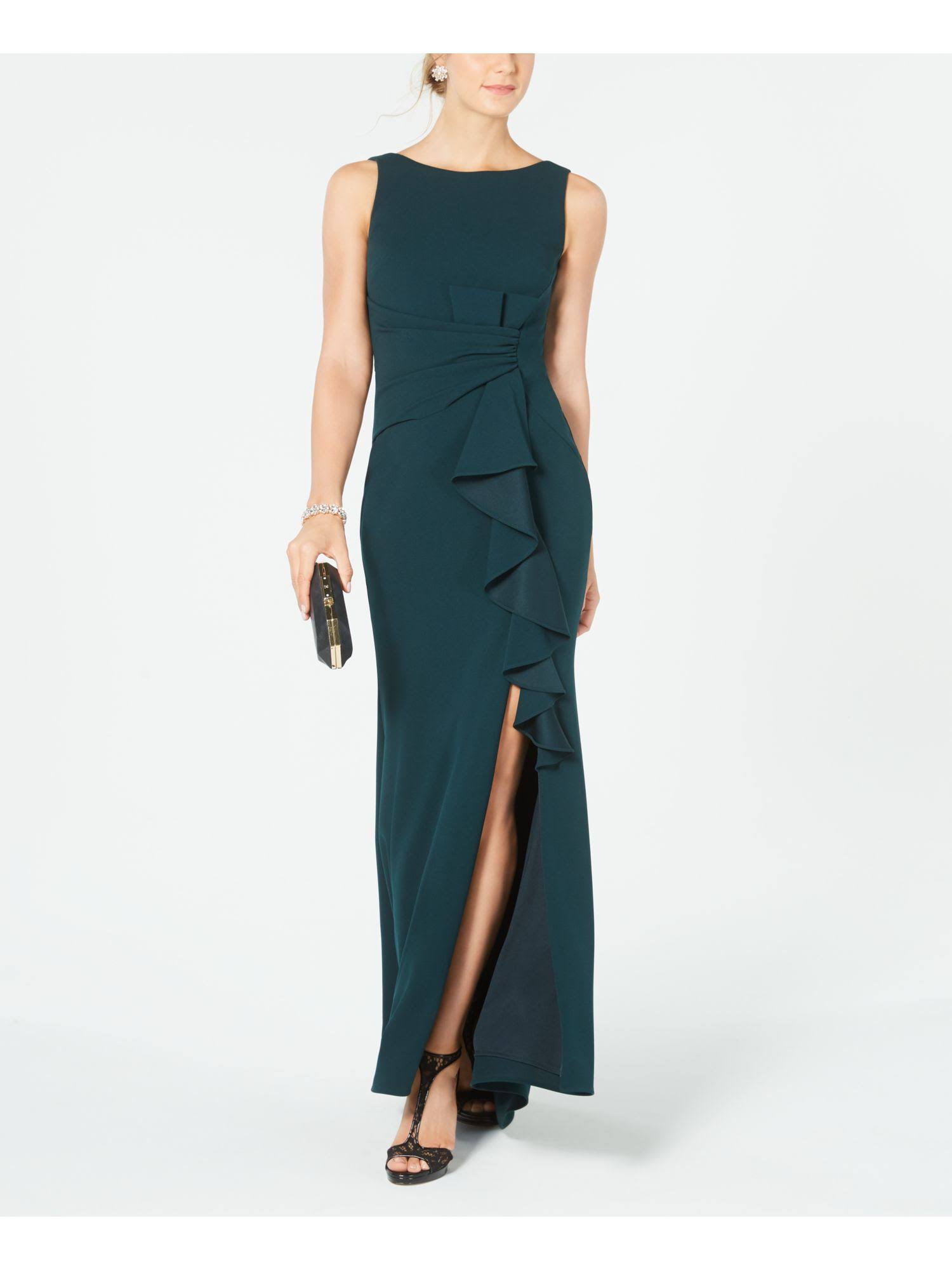 Women's Betsy & Adam Ruffle Bow Trumpet Gown - 14 / Pine RM_PVQVRHYB Women's Betsy & Adam Ruffle Bow Trumpet Gown - 14 / Pine RM_PVQVRHYB