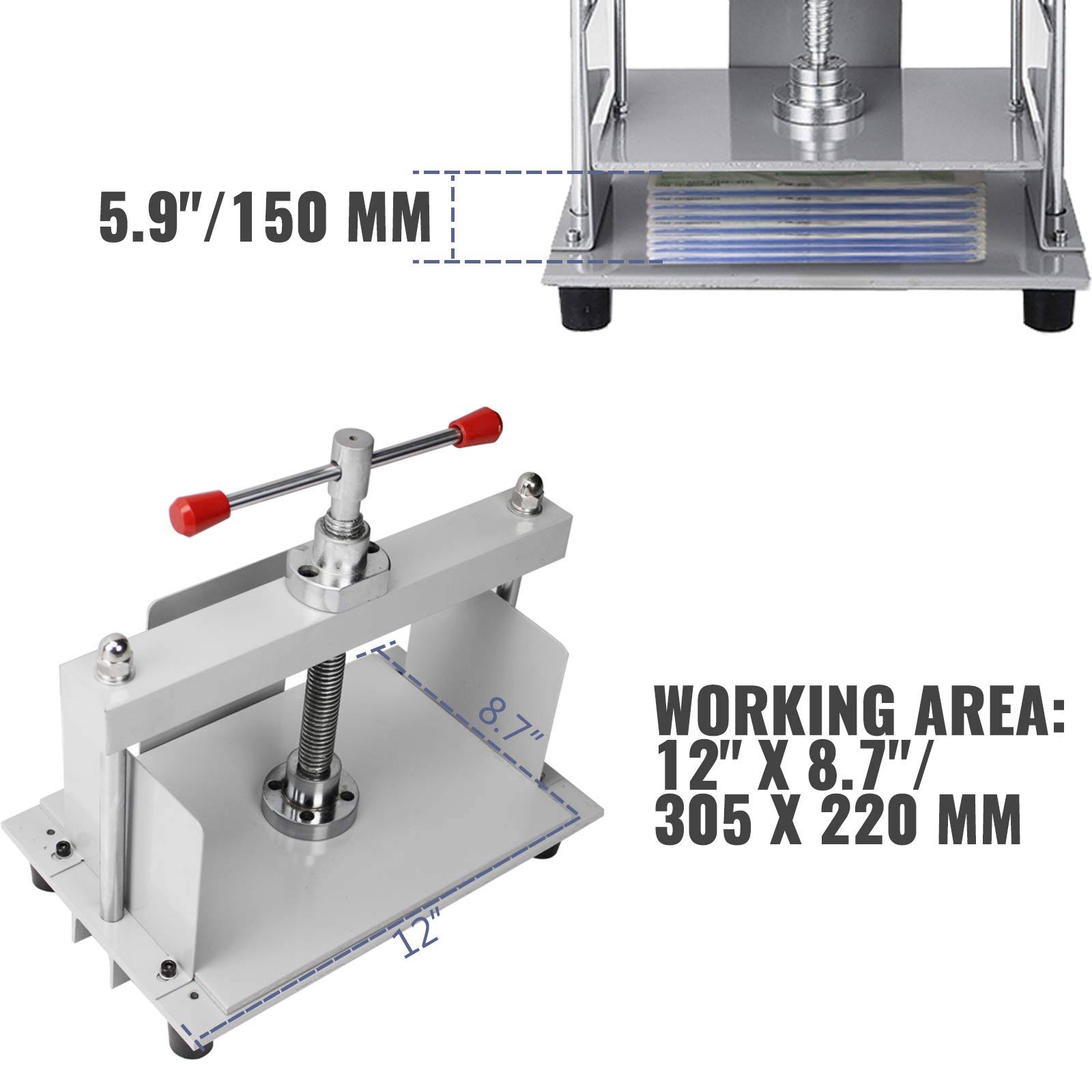 Vevor Book Press Machine 12x8.6 Inch For A4 Sized Papers, Flatting Machine 10cm Thickness Steel Frame Manual Bookbinding Press Machine Papermaking DI_IICJKETF