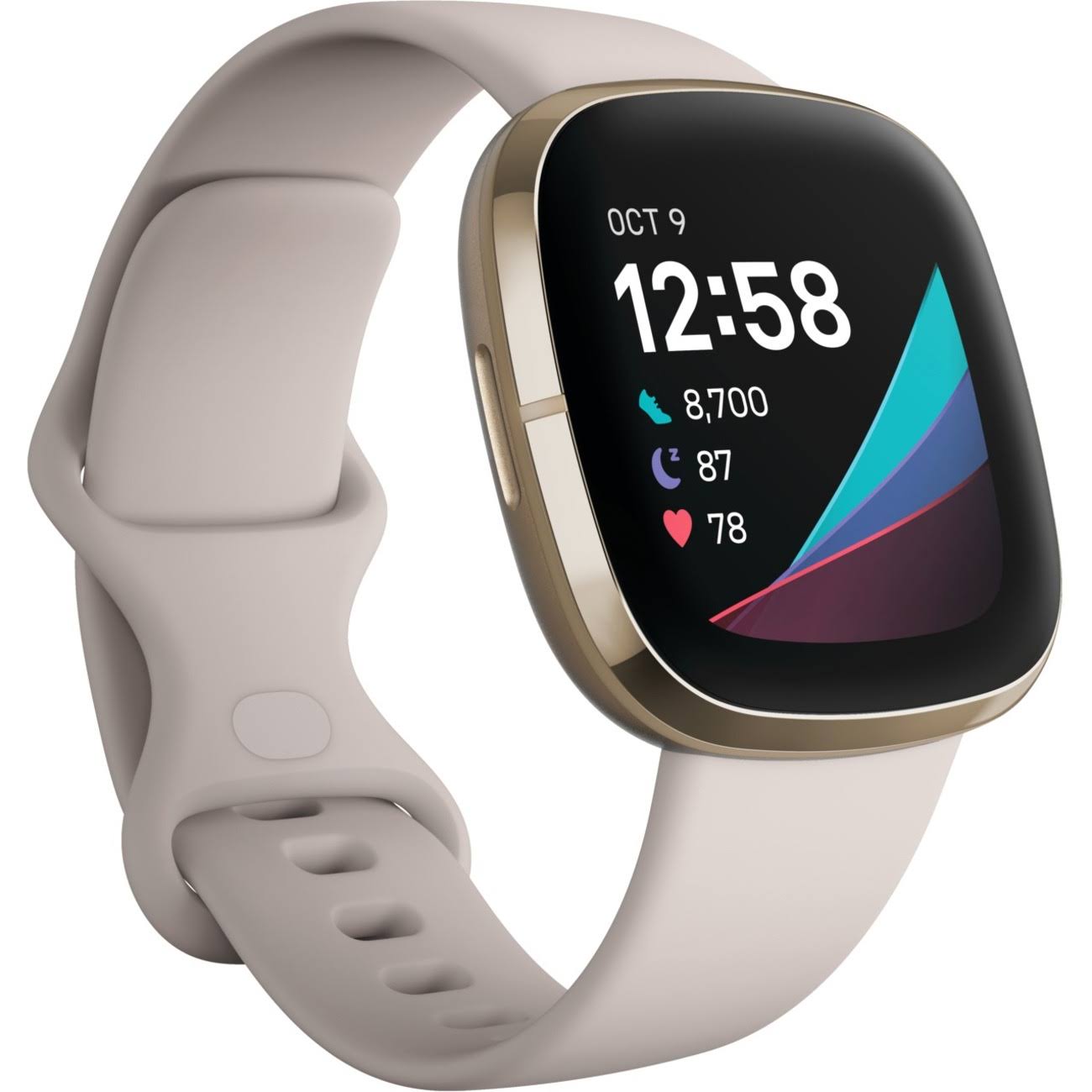 Fitbit Sense Soft Gold Stainless Steel Lunar White Strap Advanced Health Smartwatch 40mm At Abt NJ_SUHEAKNX