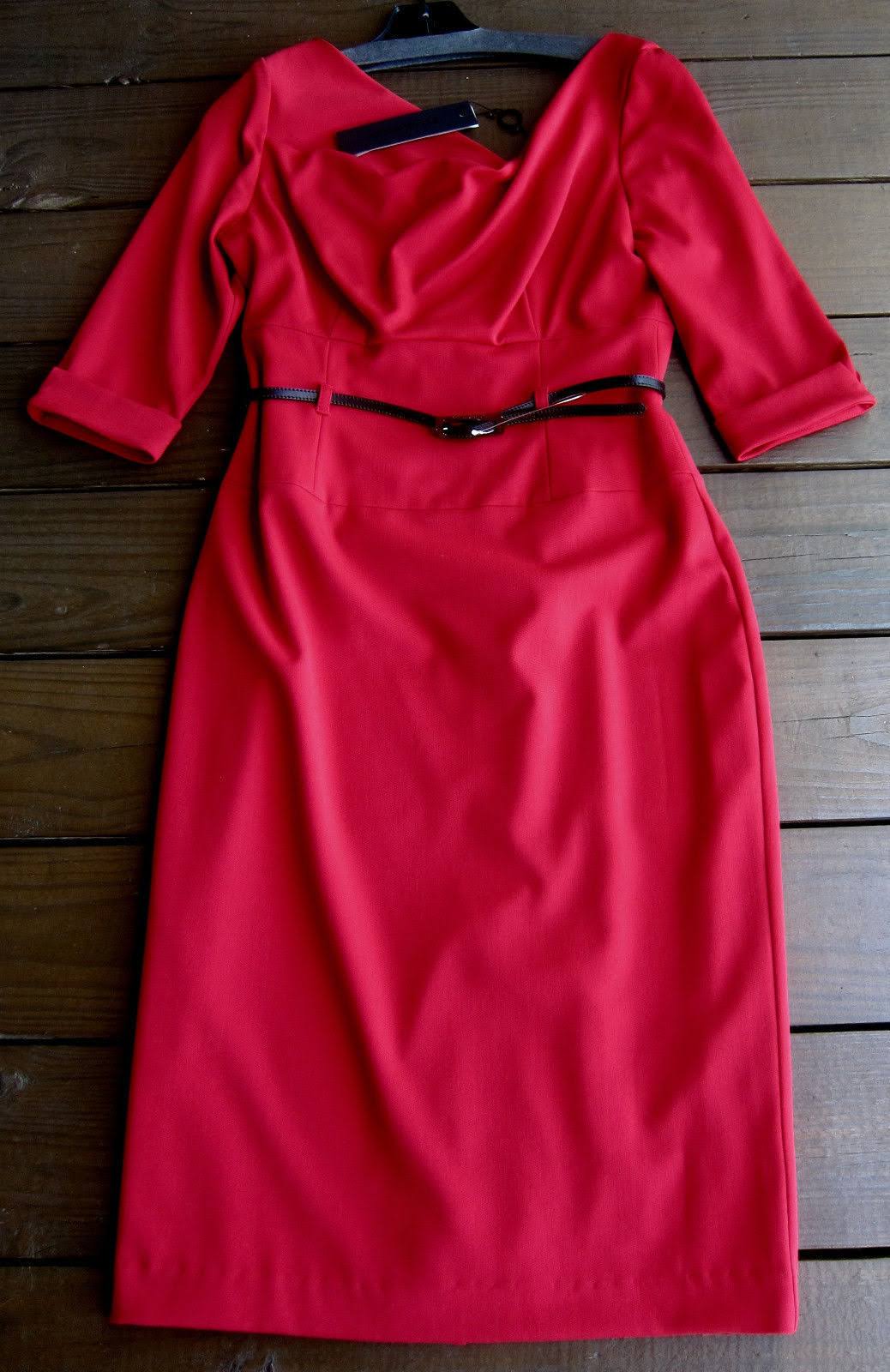Black Halo Belted Sheath Dress - 8 / Red I4_KS1LZGPN Black Halo Belted Sheath Dress - 8 / Red I4_KS1LZGPN