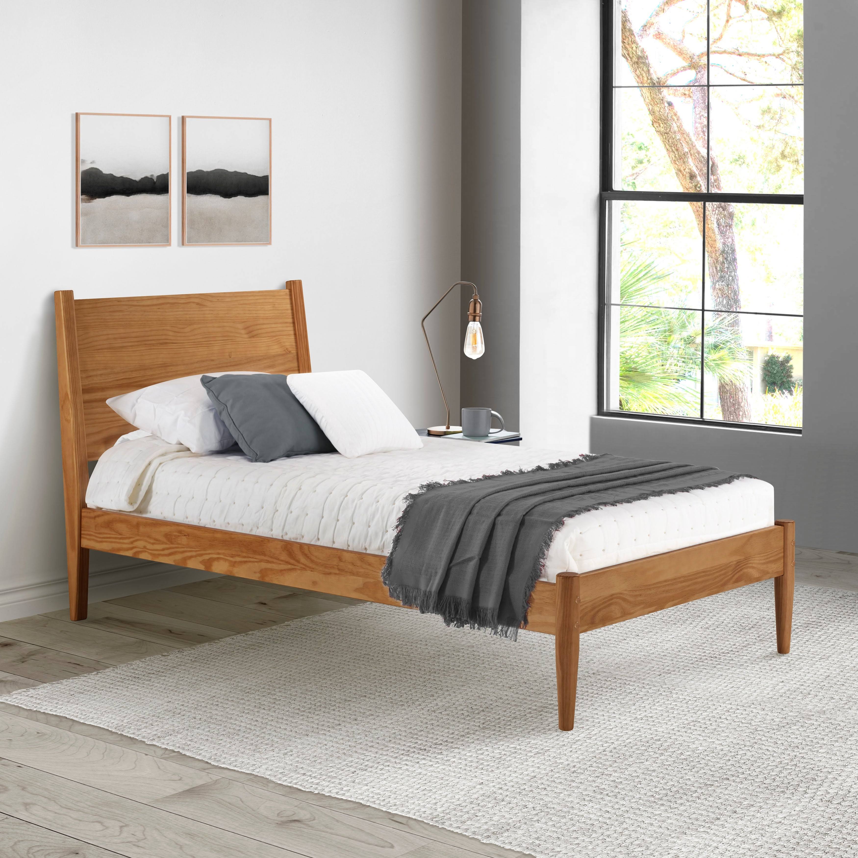 Camaflexi Mid-Century White, Full Size, Panel Headboard, Platform Bed T9_LDBP2HJQ