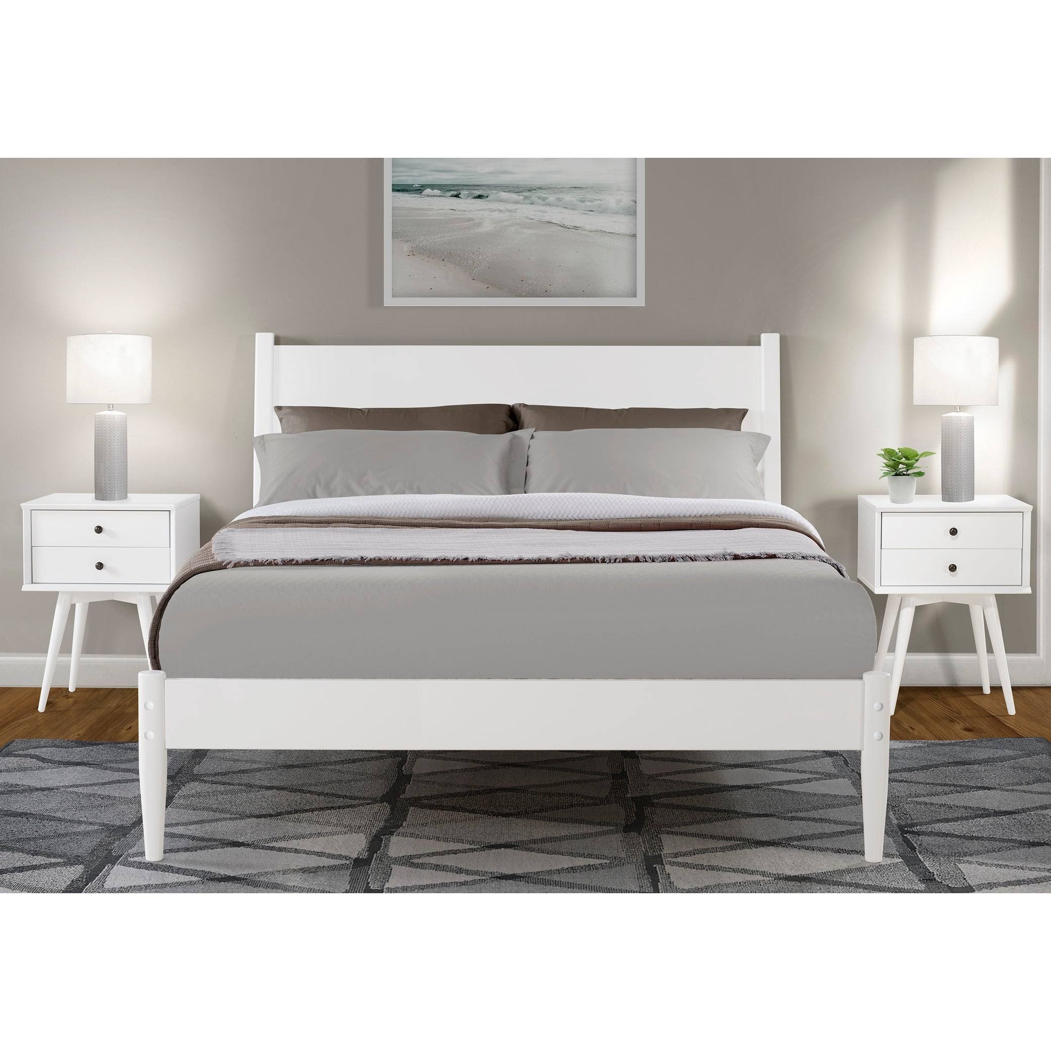 Camaflexi Mid-Century White, Full Size, Panel Headboard, Platform Bed T9_LDBP2HJQ Camaflexi Mid-Century White, Full Size, Panel Headboard, Platform Bed T9_LDBP2HJQ