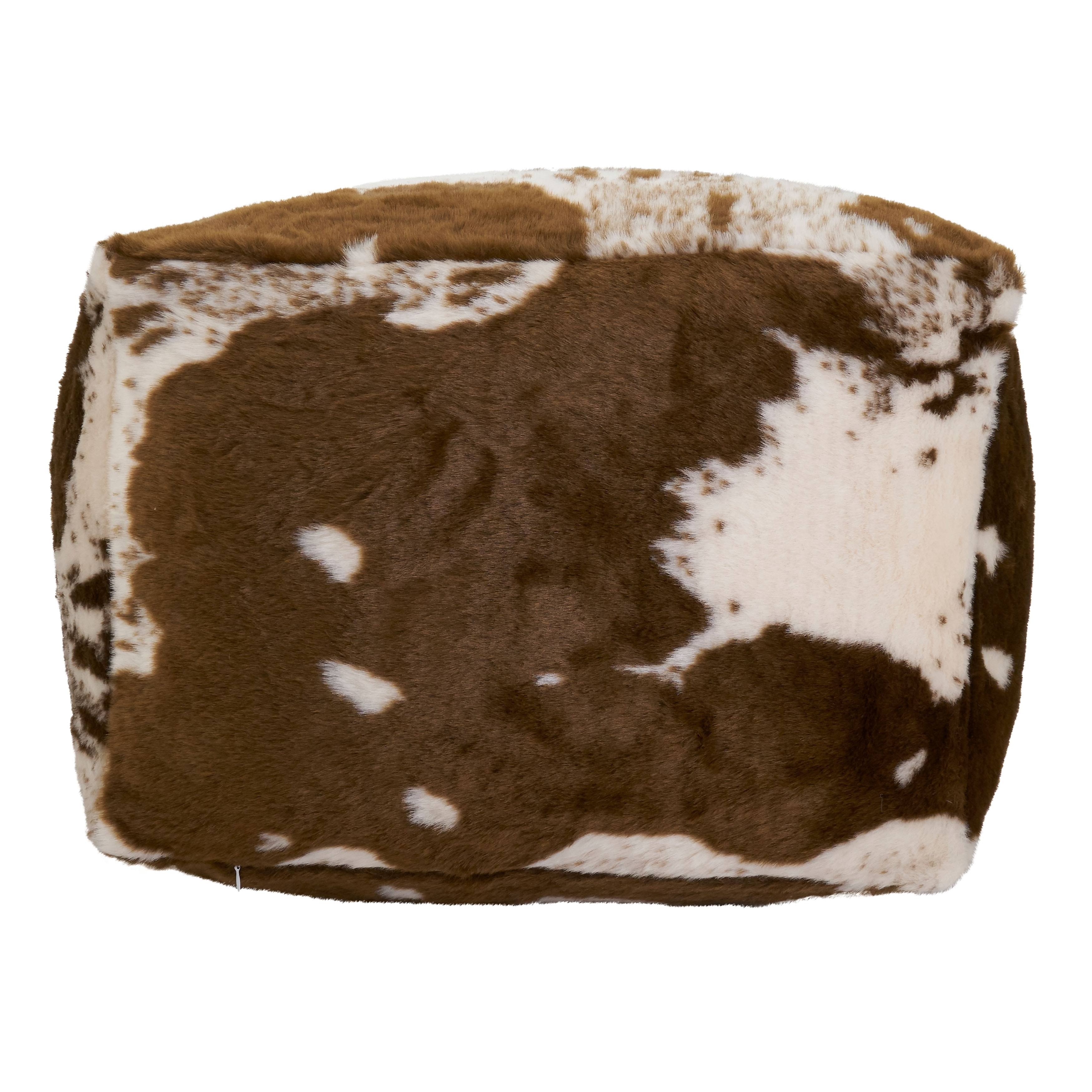 Saro Pu471.Br Brown Faux Fur Cow Hide Pouf 20 X 20 X 14 In. ON_G0D4OOOJ Saro Pu471.Br Brown Faux Fur Cow Hide Pouf 20 X 20 X 14 In. ON_G0D4OOOJ