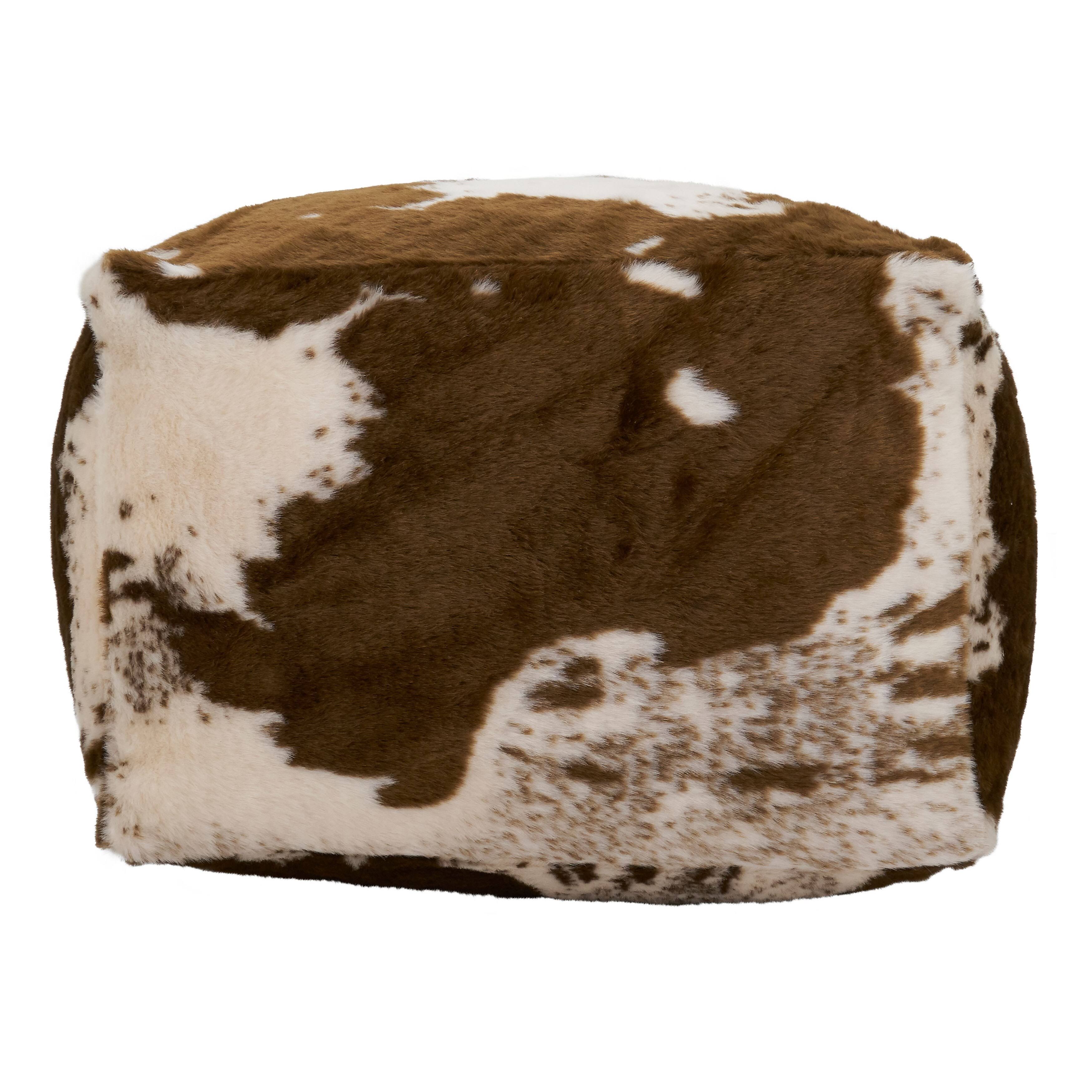 Saro Pu471.Br Brown Faux Fur Cow Hide Pouf 20 X 20 X 14 In. ON_G0D4OOOJ Saro Pu471.Br Brown Faux Fur Cow Hide Pouf 20 X 20 X 14 In. ON_G0D4OOOJ