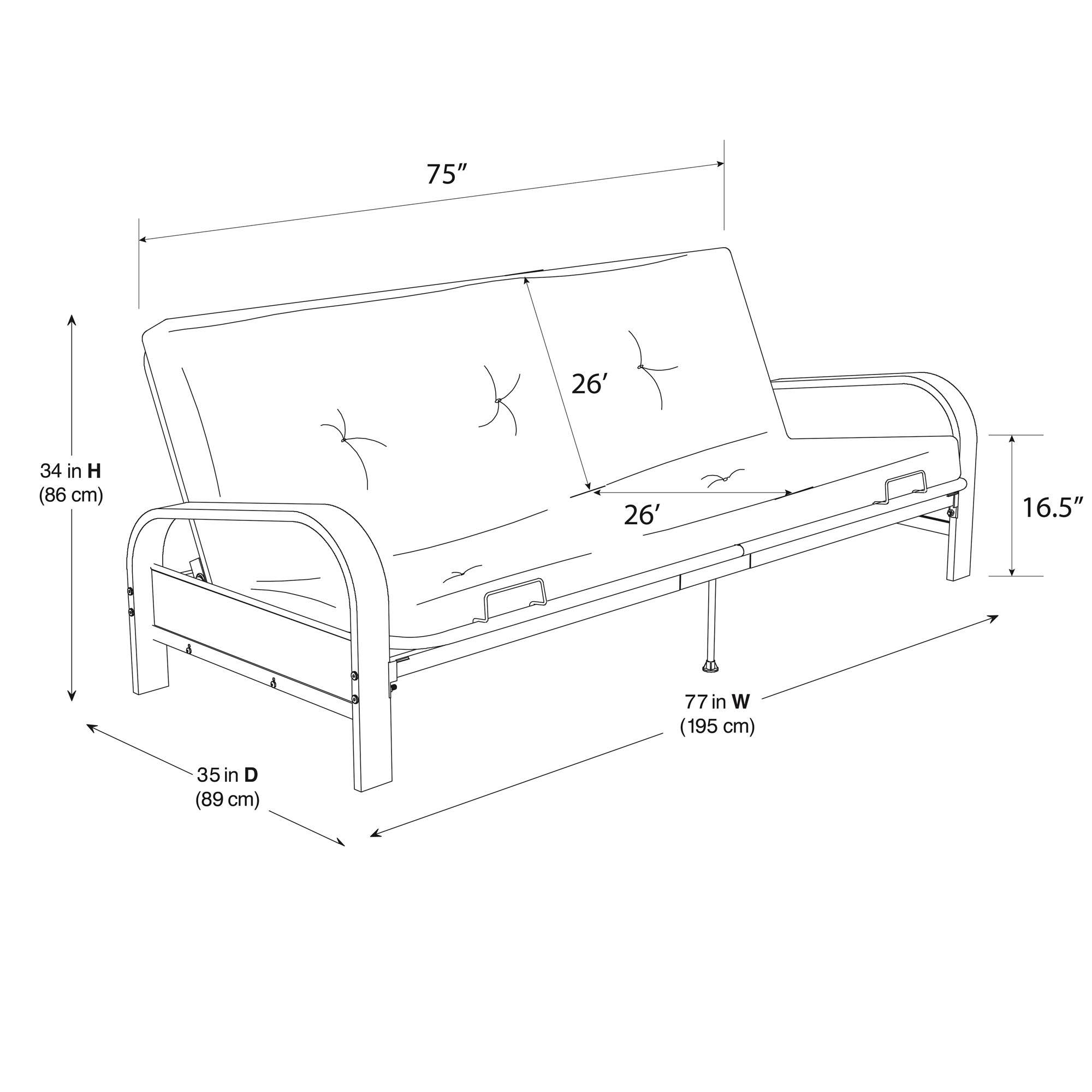 Dhp Cleo Black Metal Arm Futon Frame With 6 Thermobonded High Density Polyester Fill Futon Mattress, Full, Army Green, Size: 6 Full K5_RFDRTEGL Dhp Cleo Black Metal Arm Futon Frame With 6 Thermobonded High Density Polyester Fill Futon Mattress, Full, Army Green, Size: 6 Full K5_RFDRTEGL
