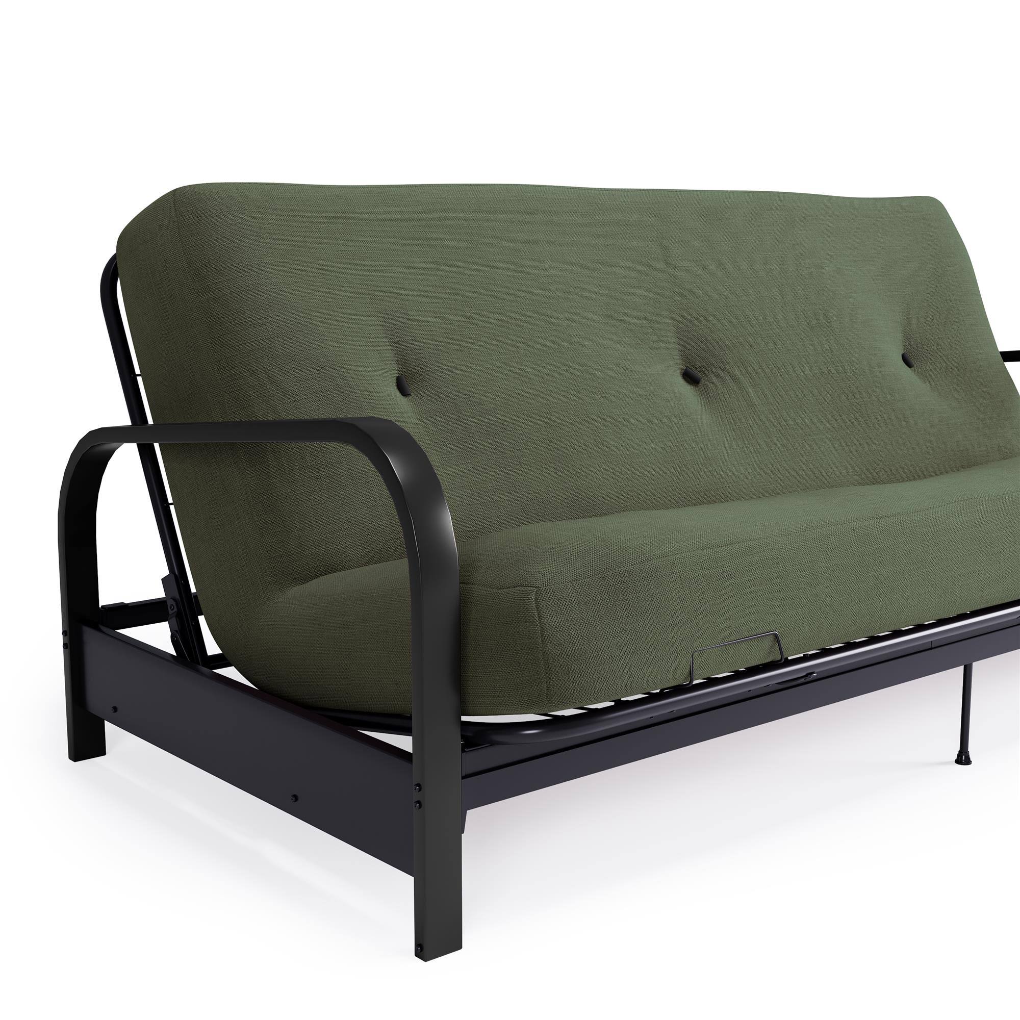 Dhp Cleo Black Metal Arm Futon Frame With 6 Thermobonded High Density Polyester Fill Futon Mattress, Full, Army Green, Size: 6 Full K5_RFDRTEGL Dhp Cleo Black Metal Arm Futon Frame With 6 Thermobonded High Density Polyester Fill Futon Mattress, Full, Army Green, Size: 6 Full K5_RFDRTEGL