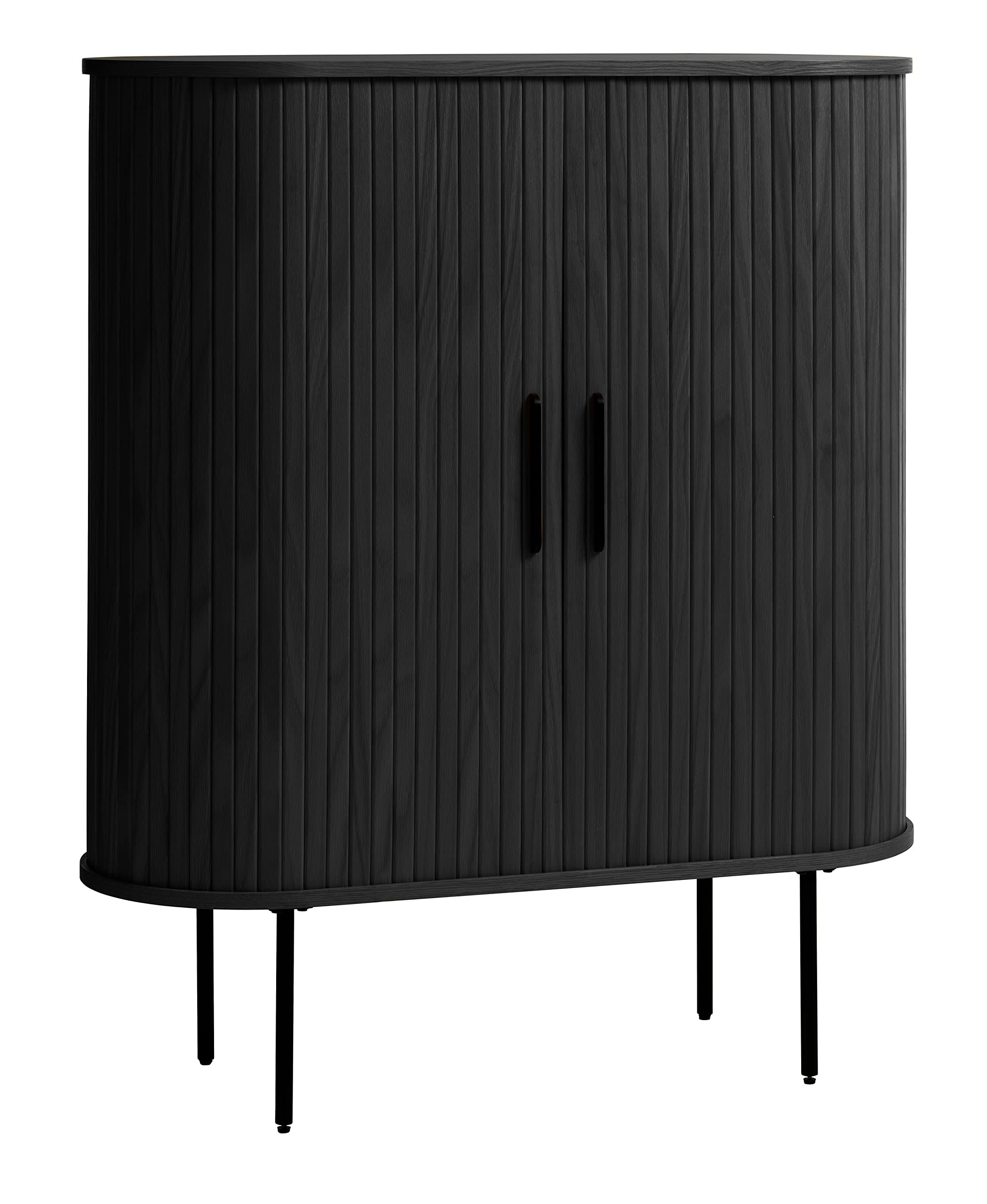 Mid-Century Modern Rounded Sliding Door 39 Cabinet - Black G5_TDKISLFQ