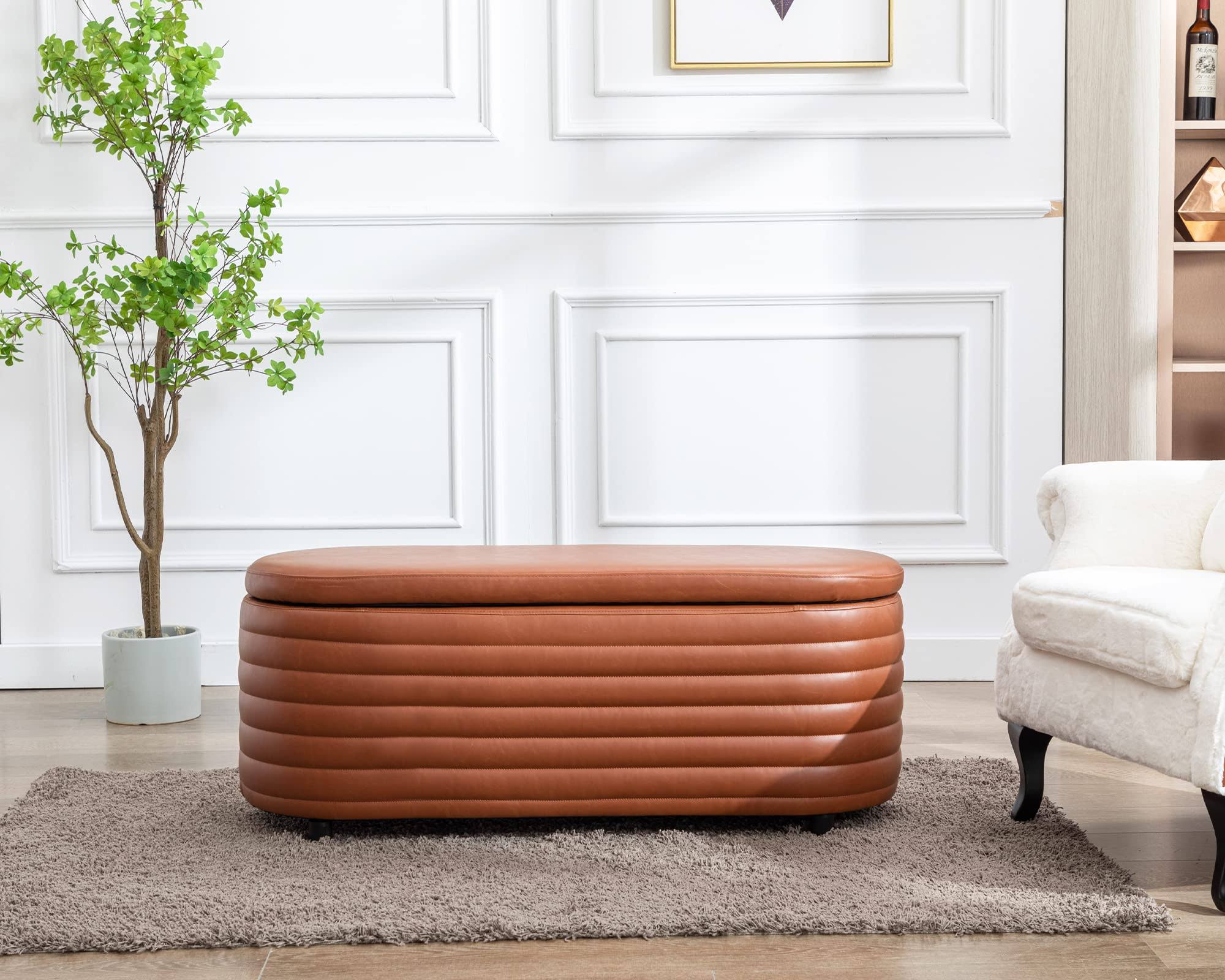Dm Furniture Dm-Furniture Storage Ottoman Bench Upholstered Pu Leather End Of Bed Stool With Safety Hinge For Bedroom, Living Room, Entryway (44.5 ND_GIEDPGSP