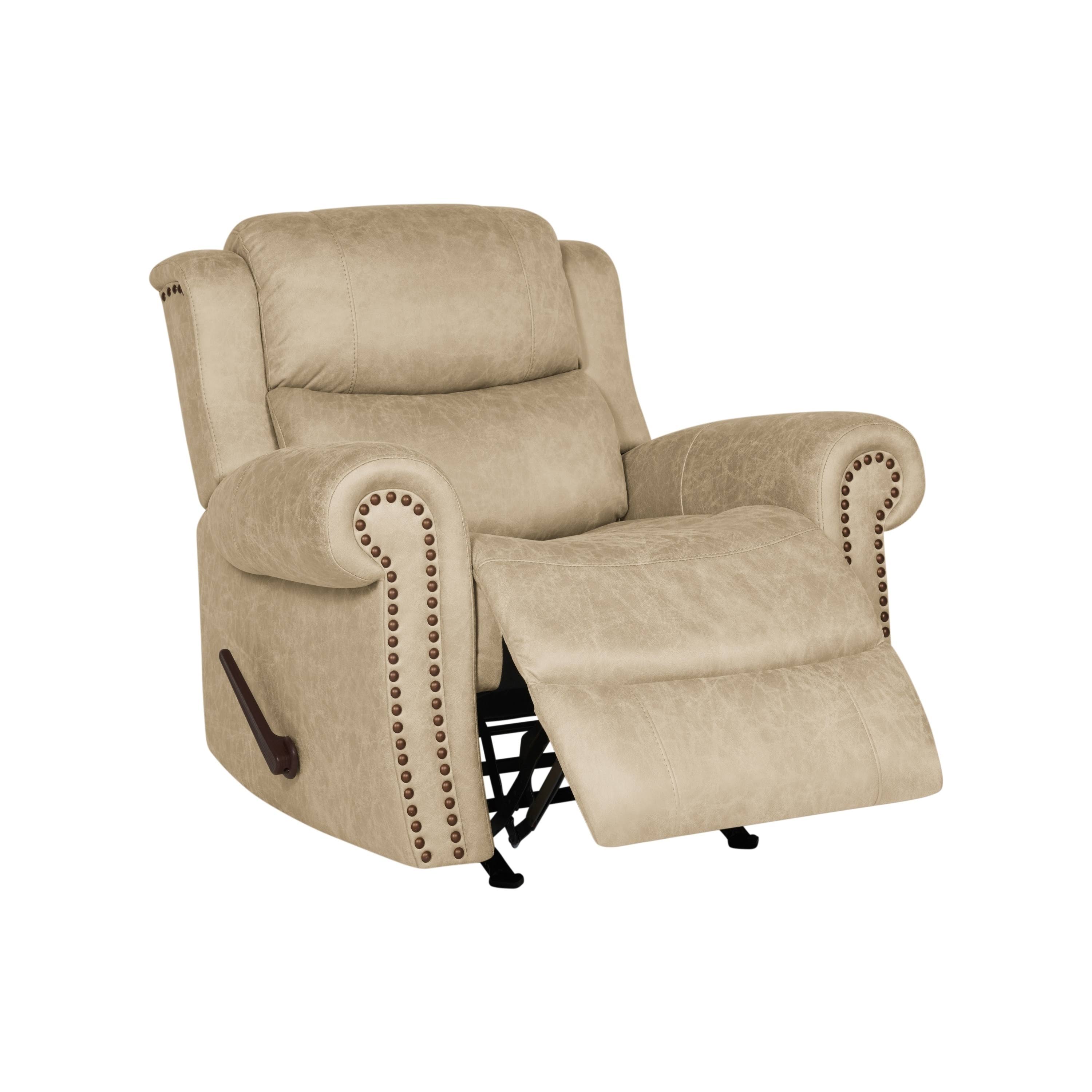 Prolounger Rolled Arm Rocker Recliner Chair, Size Standard, Beige LV_7BVOAZOU