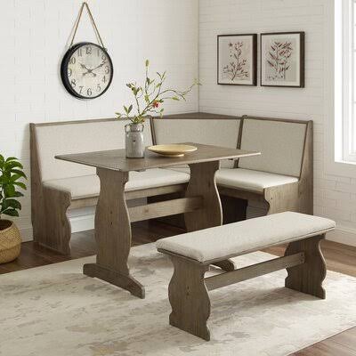 Olivia 3 - Piece Breakfast Nook Dining Set Red Barrel Studio Color: Natural AI_XSYGRCSP