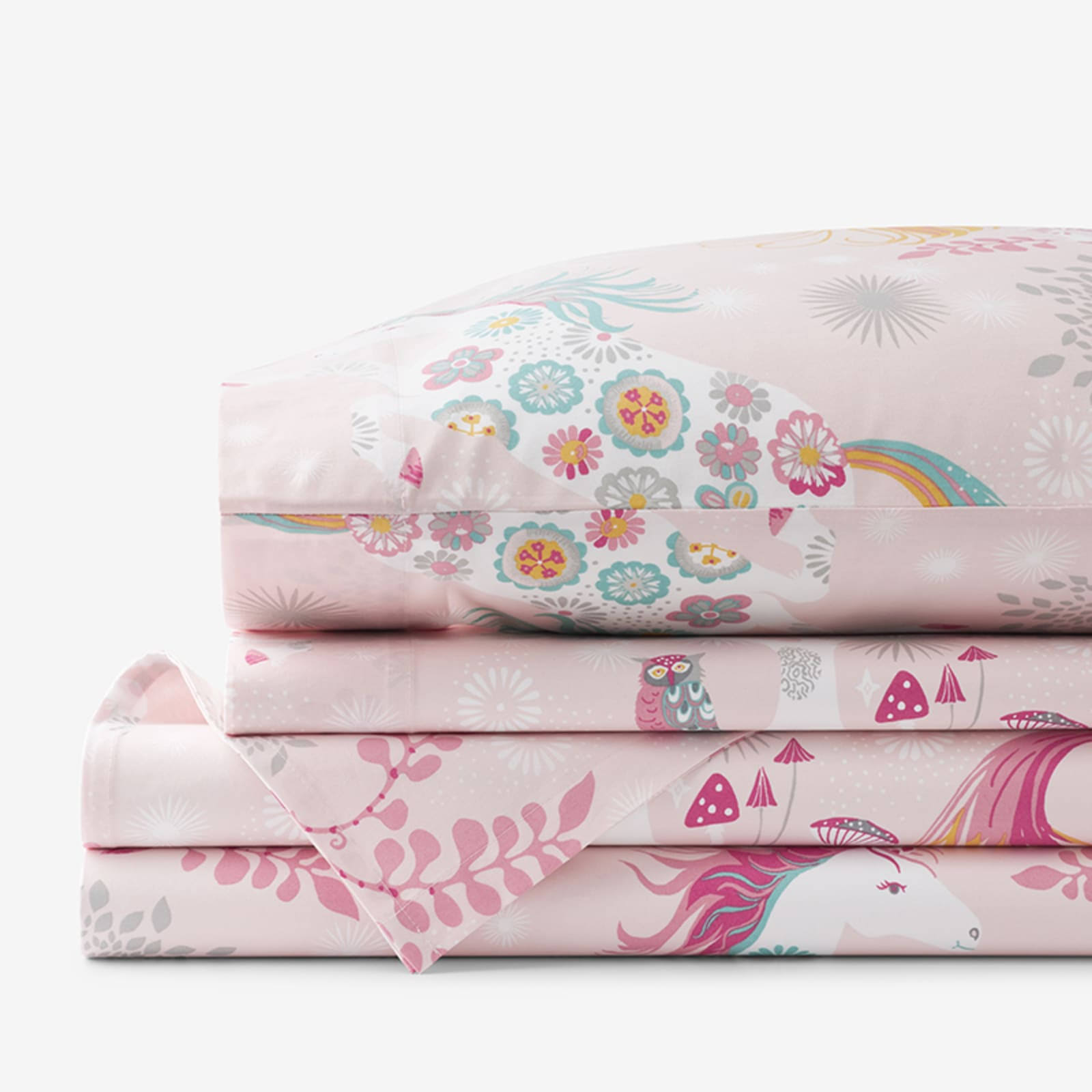 The Company Store Company Kids Fancy Unicorns Pink Multi Organic Cotton Percale Queen Sheet Set XH_9MS8OWTH The Company Store Company Kids Fancy Unicorns Pink Multi Organic Cotton Percale Queen Sheet Set XH_9MS8OWTH