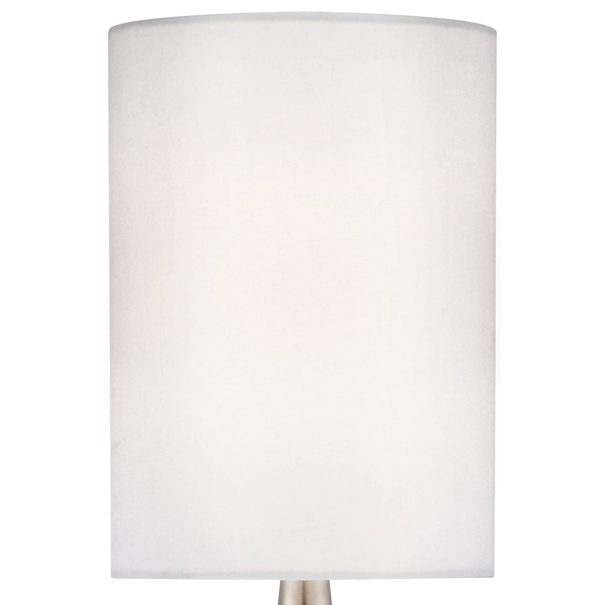 Evans Modern Accent Table Lamps Set Of 2 Brushed Steel Teardrop White Cylinder Shade For Living Room Family Bedroom Bedside - 360 Lighting H4_TVDHB85V Evans Modern Accent Table Lamps Set Of 2 Brushed Steel Teardrop White Cylinder Shade For Living Room Family Bedroom Bedside - 360 Lighting H4_TVDHB85V