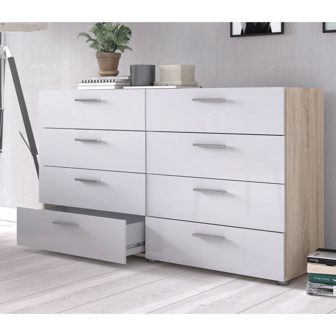 Pannell 8 Drawer Double Dresser Color: Oak/White 0E_CJGYU803 Pannell 8 Drawer Double Dresser Color: Oak/White 0E_CJGYU803