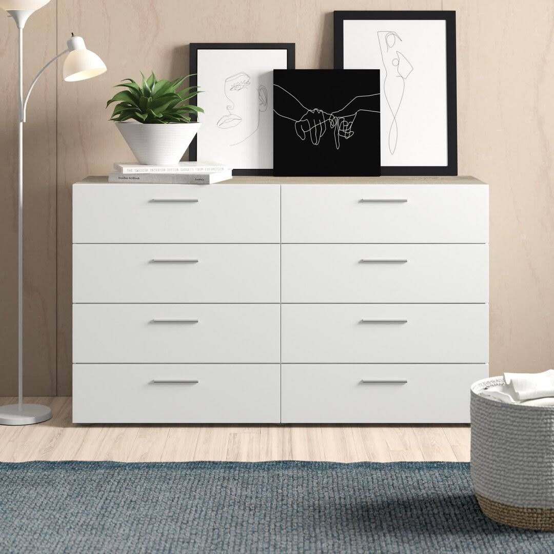 Pannell 8 Drawer Double Dresser Color: Oak/White 0E_CJGYU803 Pannell 8 Drawer Double Dresser Color: Oak/White 0E_CJGYU803
