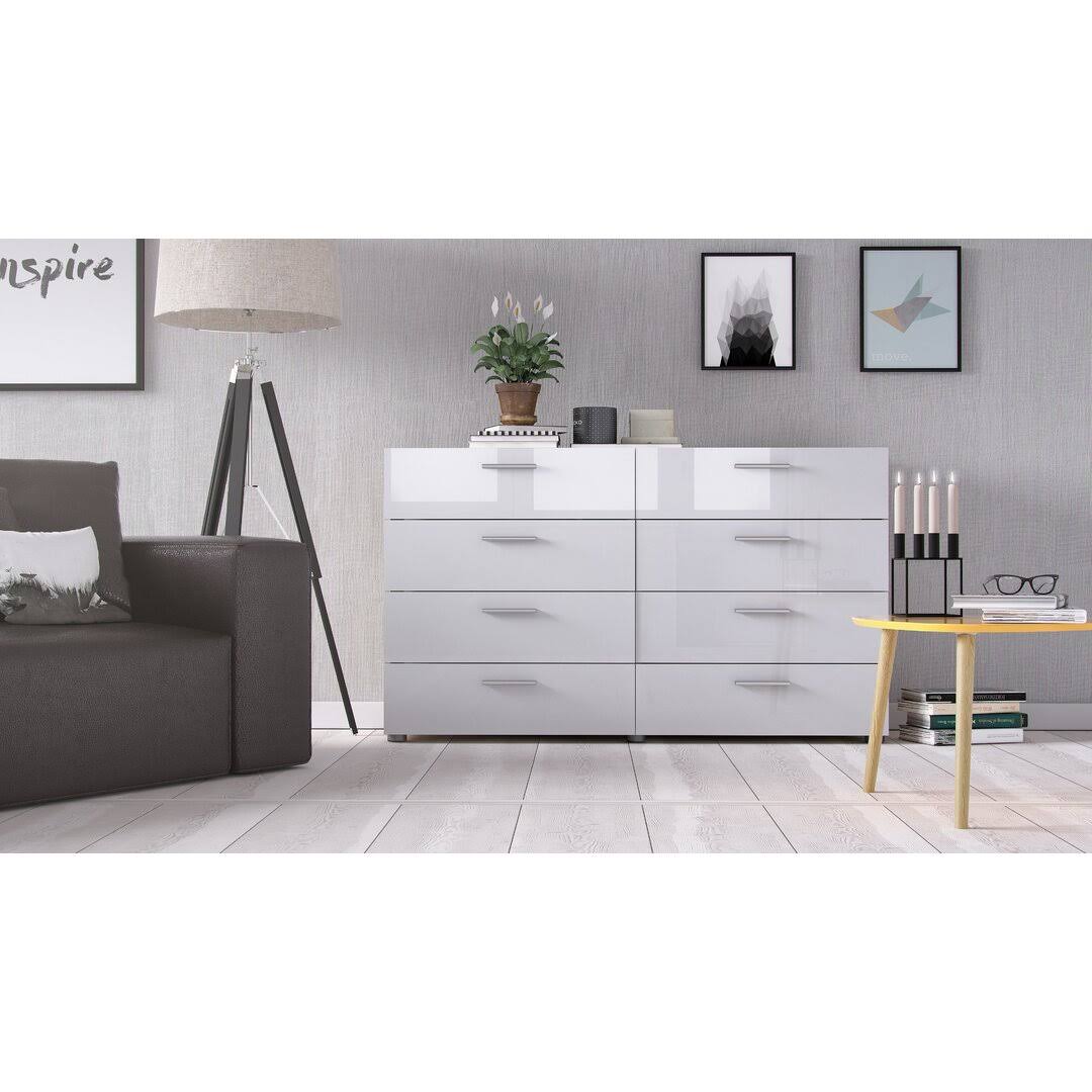 Pannell 8 Drawer Double Dresser Color: Oak/White 0E_CJGYU803 Pannell 8 Drawer Double Dresser Color: Oak/White 0E_CJGYU803