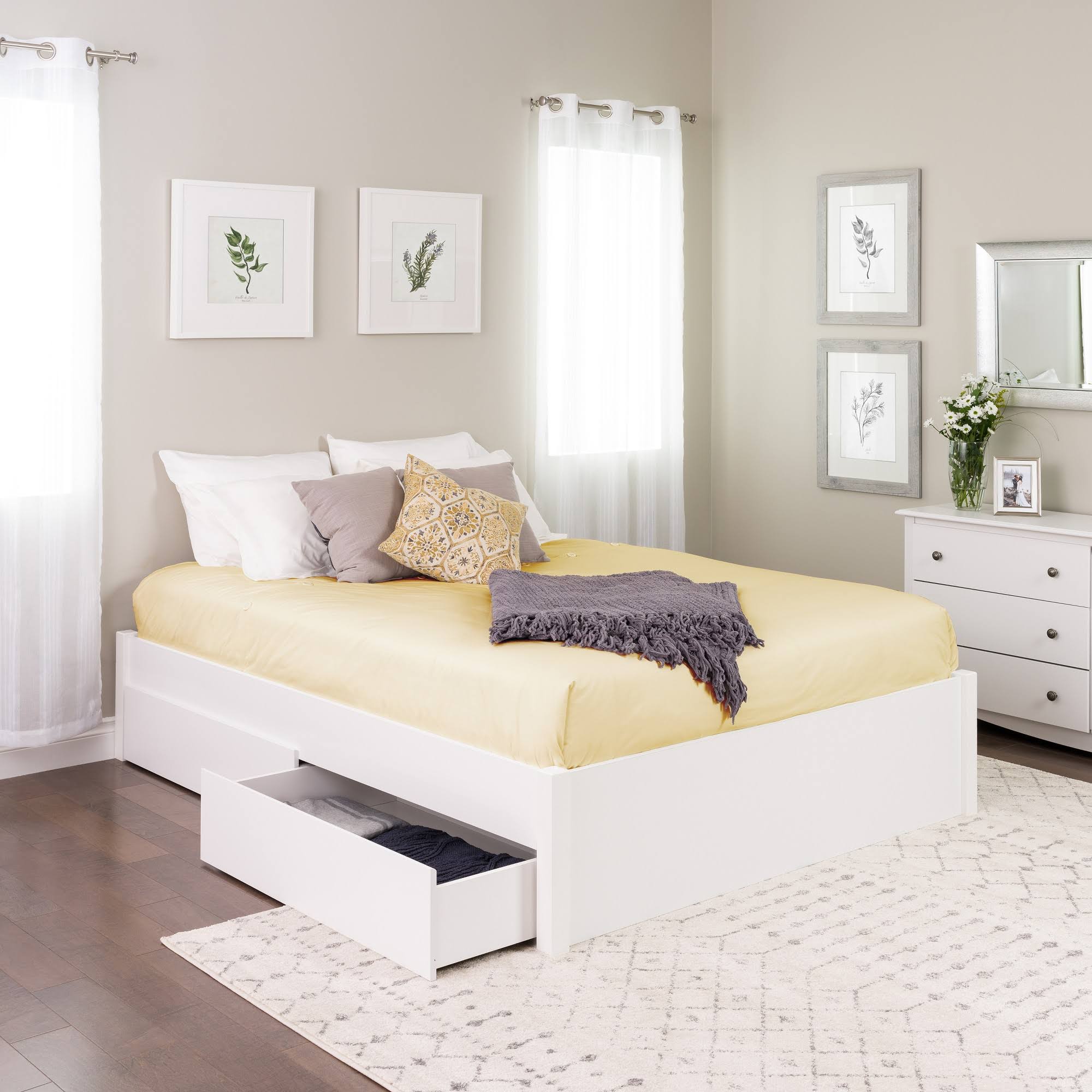 Prepac Queen Select 4-Post Platform Bed With 2 Drawers - White D2_KVFRQK1P Prepac Queen Select 4-Post Platform Bed With 2 Drawers - White D2_KVFRQK1P