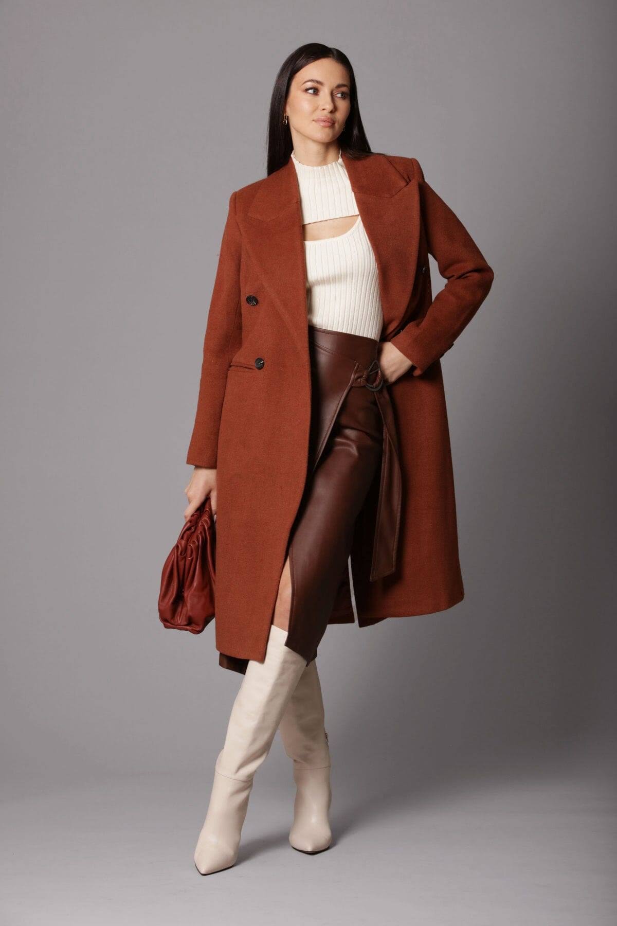 Avec Les Filles Women's Double Breasted Tailored Coat - Hyacinth - Size S MZ_R5WJTPIA