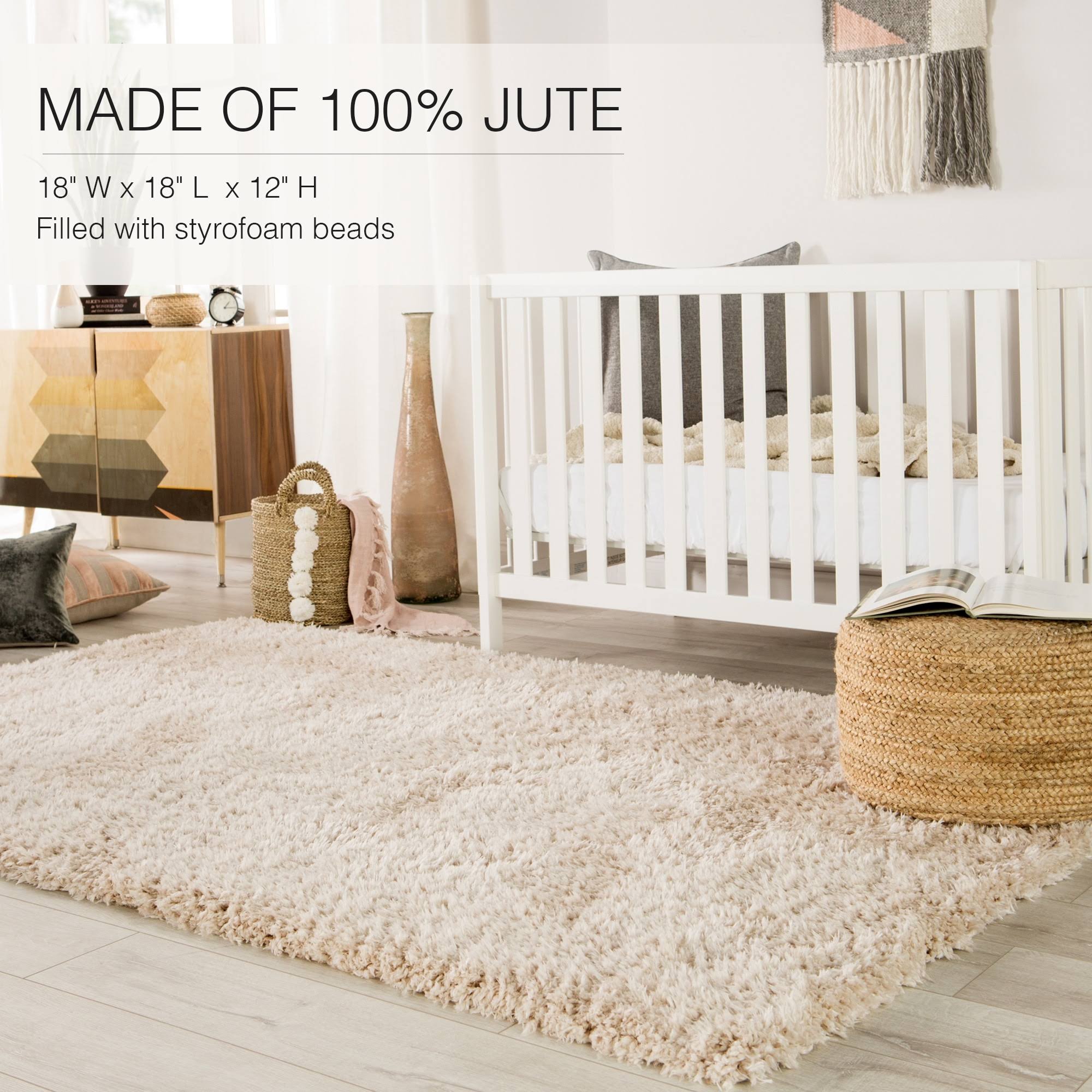 Jaipur Living Jalissa Ombre White/ Beige Cylinder Pouf White/Beige MJ_UKJ32RDU Jaipur Living Jalissa Ombre White/ Beige Cylinder Pouf White/Beige MJ_UKJ32RDU