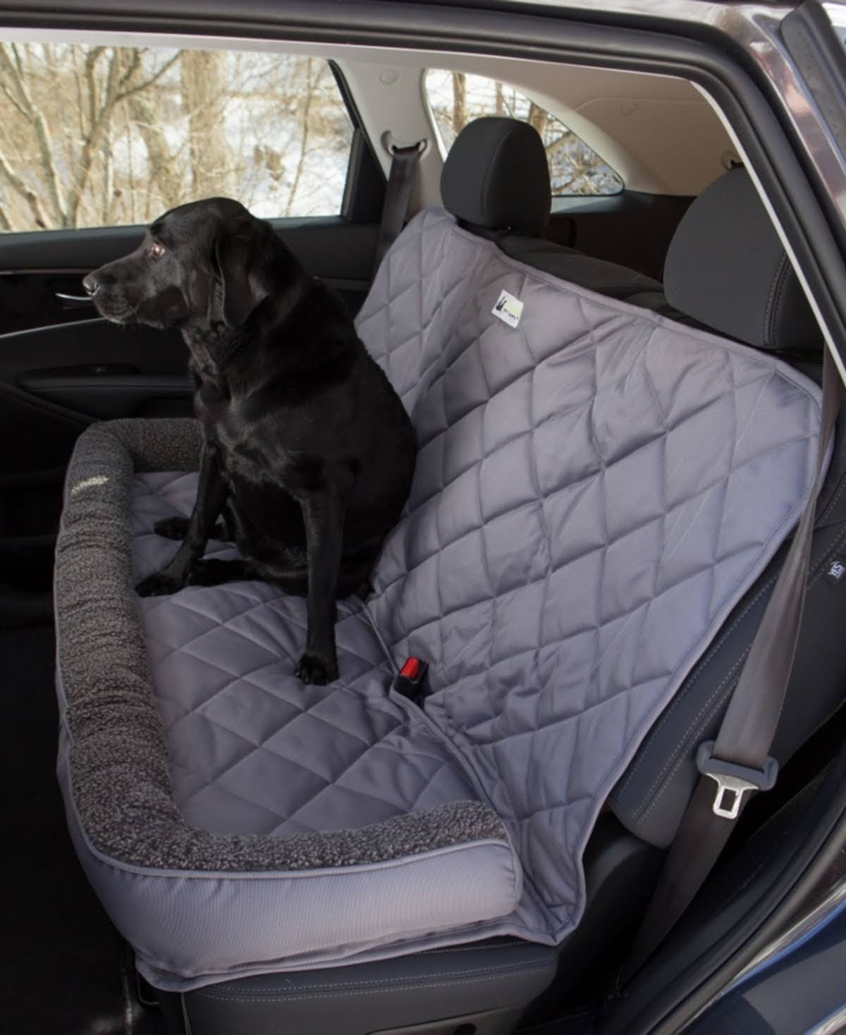 3 Dog Pet Supply Quilted Back Seat Protector With Fleece Bolster - Grey 0P_GIERDSNO 3 Dog Pet Supply Quilted Back Seat Protector With Fleece Bolster - Grey 0P_GIERDSNO