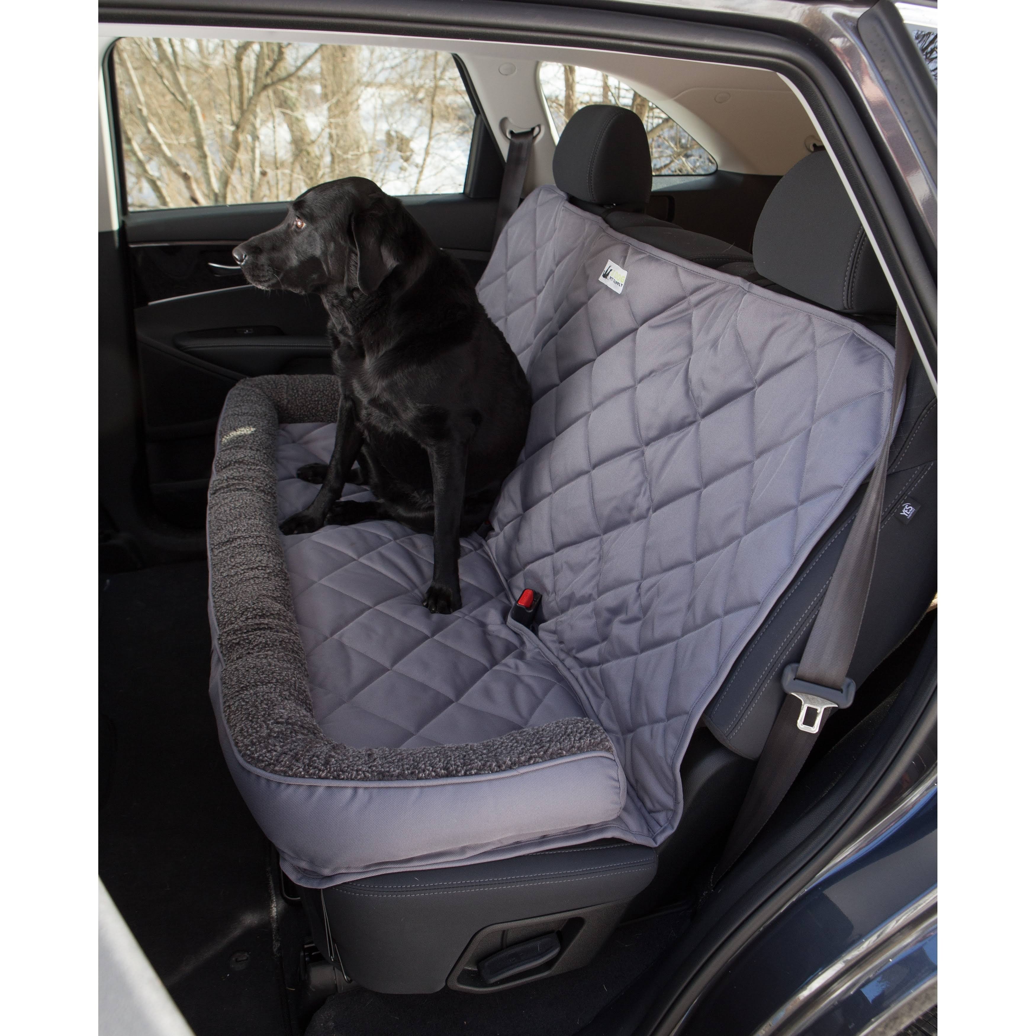 3 Dog Pet Supply Quilted Back Seat Protector With Fleece Bolster - Grey 0P_GIERDSNO 3 Dog Pet Supply Quilted Back Seat Protector With Fleece Bolster - Grey 0P_GIERDSNO