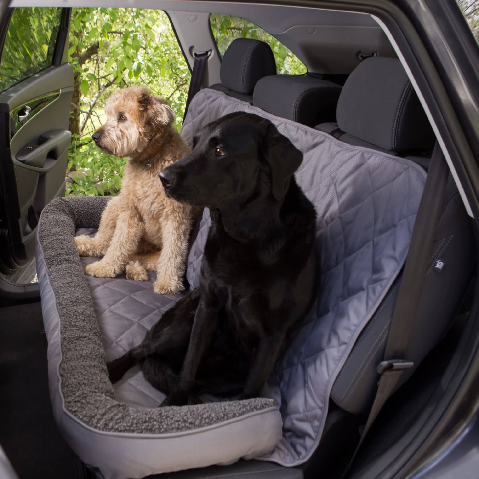 3 Dog Pet Supply Quilted Back Seat Protector With Fleece Bolster - Grey 0P_GIERDSNO 3 Dog Pet Supply Quilted Back Seat Protector With Fleece Bolster - Grey 0P_GIERDSNO