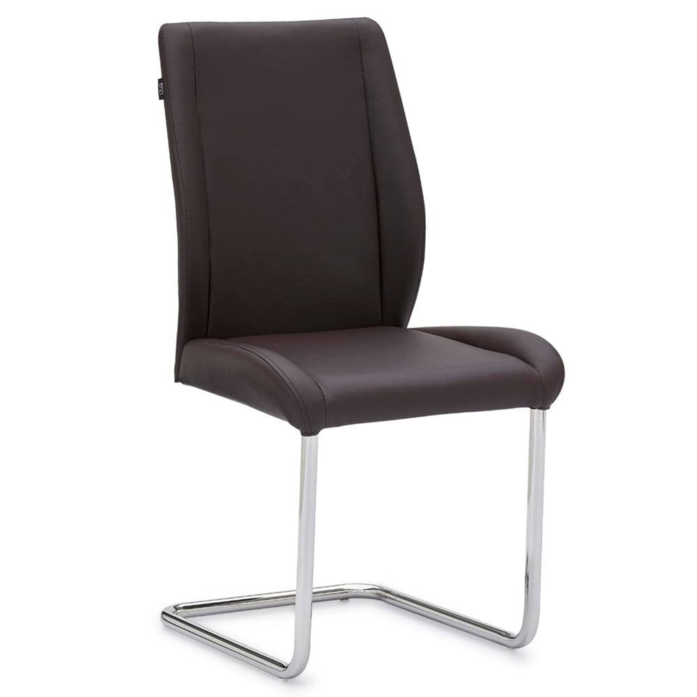 Zuri Furniture Dakota Dark Brown Leatherette Dining Chair With Polished Stainless Steel Legs ZN_EKCCCOFS