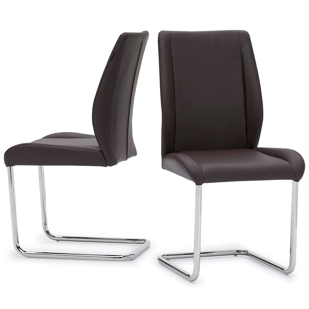 Zuri Furniture Dakota Dark Brown Leatherette Dining Chair With Polished Stainless Steel Legs ZN_EKCCCOFS