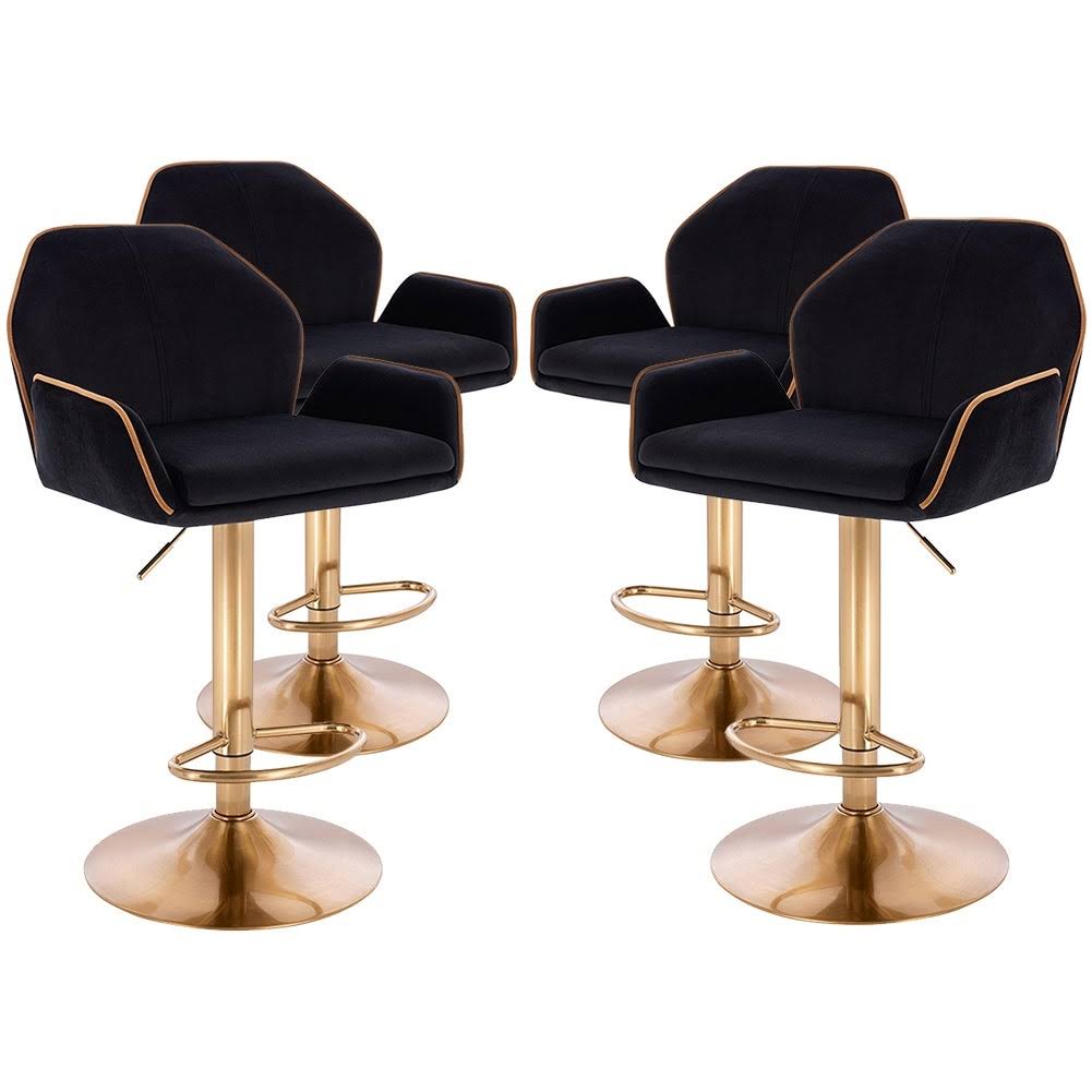 Modern Home Luxe Tesla Contemporary Adjustable Barstool/Bar Chair W/ 360 Rotation - Adjusting Height Counter/Bar Stool - White/Gold Piping - Set Of 4 KU_DLMORRLN Modern Home Luxe Tesla Contemporary Adjustable Barstool/Bar Chair W/ 360 Rotation - Adjusting Height Counter/Bar Stool - White/Gold Piping - Set Of 4 KU_DLMORRLN