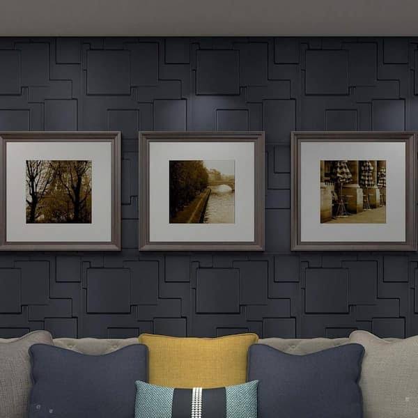 Art3dwallpanels Decorative 3d Wall Panel Black Waterproof Paneling 19.7 In. X 19.7 In. (32 Sq. Ft./12-Pack) JK_SGSTAVDP