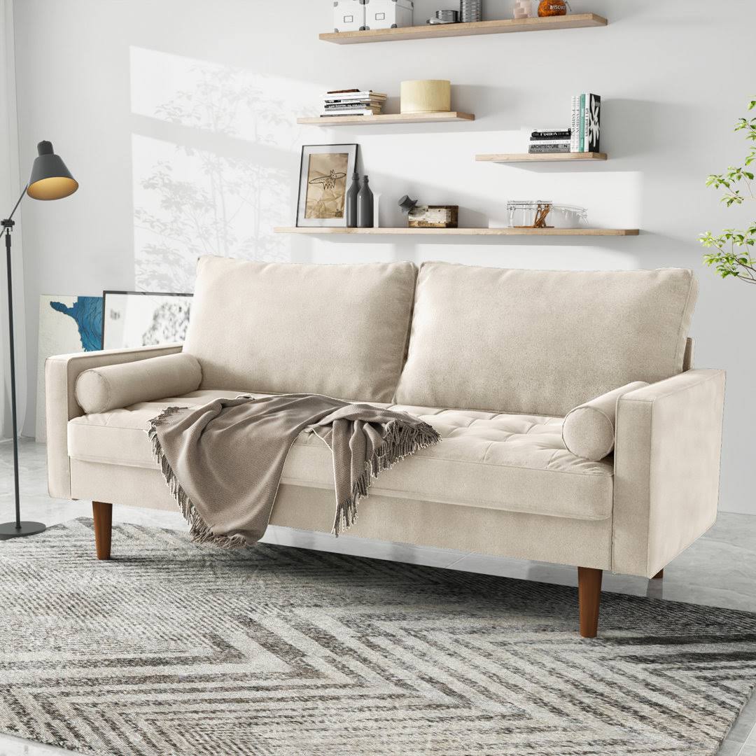 Mauck 70 Velvet Square Arm Sofa With Round Pillow Corrigan Studio Fabric: Green 100% Polyester L1_F5VDJFTI Mauck 70 Velvet Square Arm Sofa With Round Pillow Corrigan Studio Fabric: Green 100% Polyester L1_F5VDJFTI