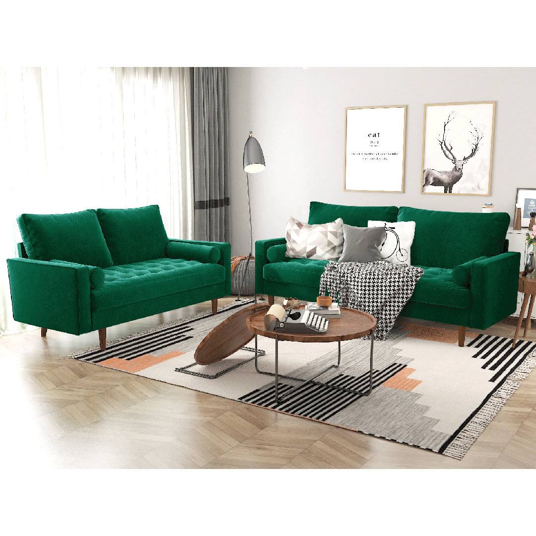 Mauck 70 Velvet Square Arm Sofa With Round Pillow Corrigan Studio Fabric: Green 100% Polyester L1_F5VDJFTI Mauck 70 Velvet Square Arm Sofa With Round Pillow Corrigan Studio Fabric: Green 100% Polyester L1_F5VDJFTI