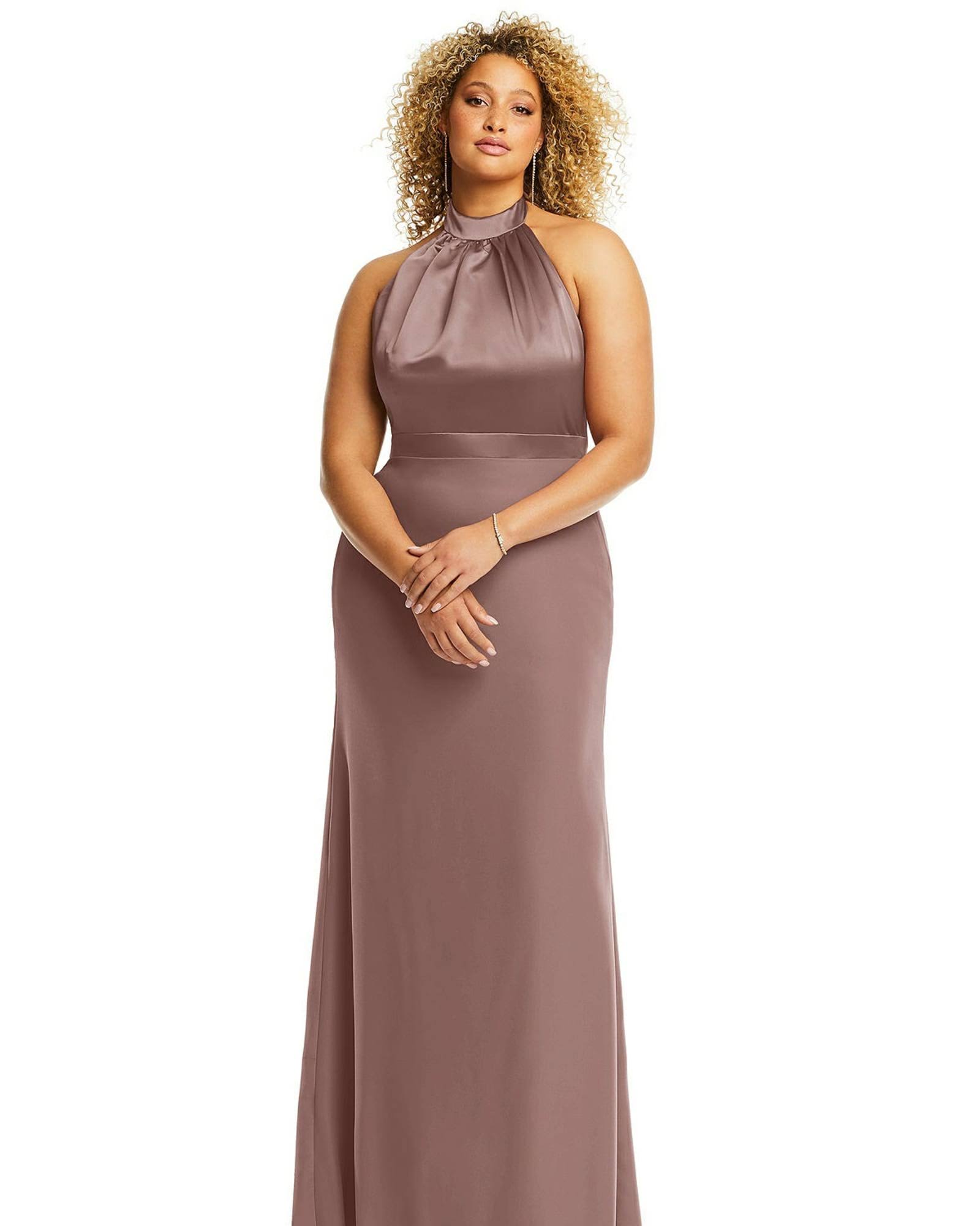 After Six High-Neck Open-Back Maxi Dress With Scarf Tie - Blue F5_MH20OWJX After Six High-Neck Open-Back Maxi Dress With Scarf Tie - Blue F5_MH20OWJX